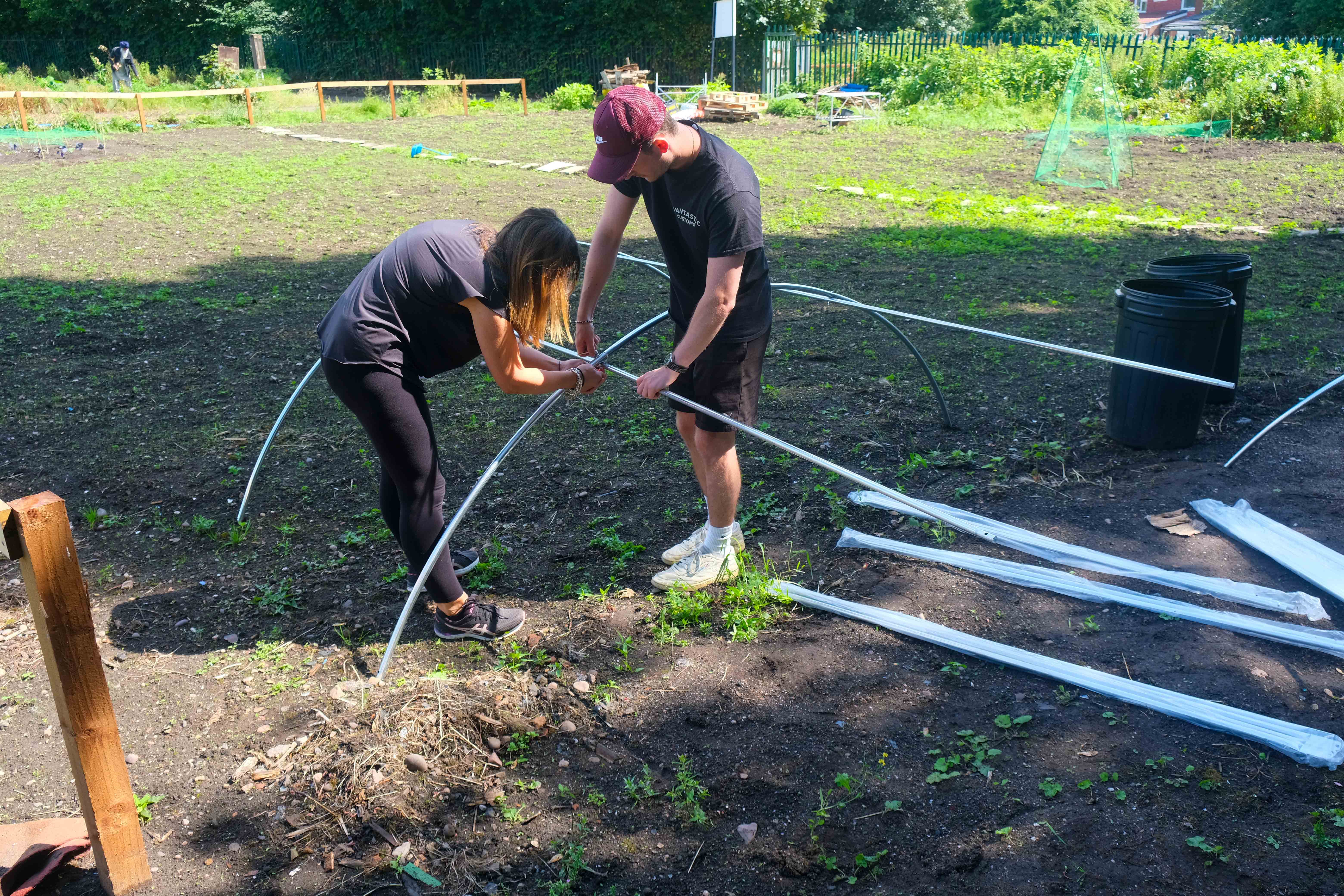 National Gas staff put together a frame as part of their volunteering day at Hamilton School allotment.