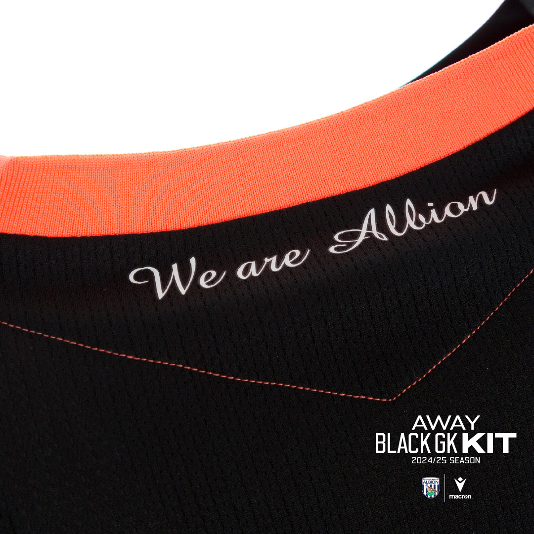 24/25 Away Goalkeeper Black Kit with close up of We Are Albion on the Back of the Neck