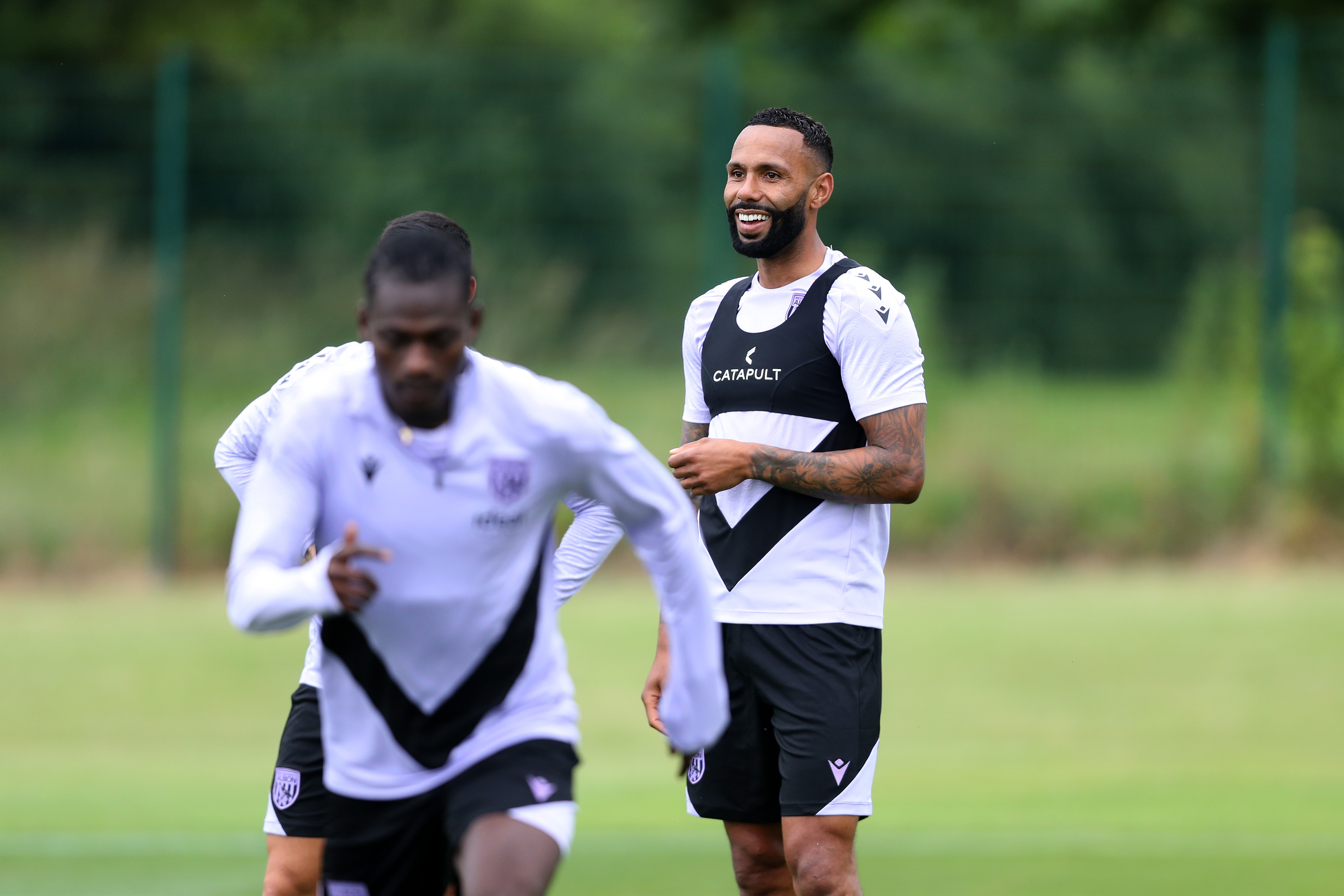 Kyle Bartley smiling during a training session