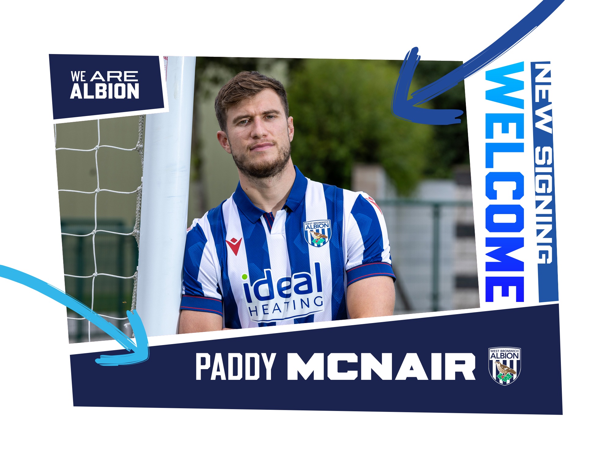 New signing graphic with an image of Paddy McNair looking at the camera in the home shirt 