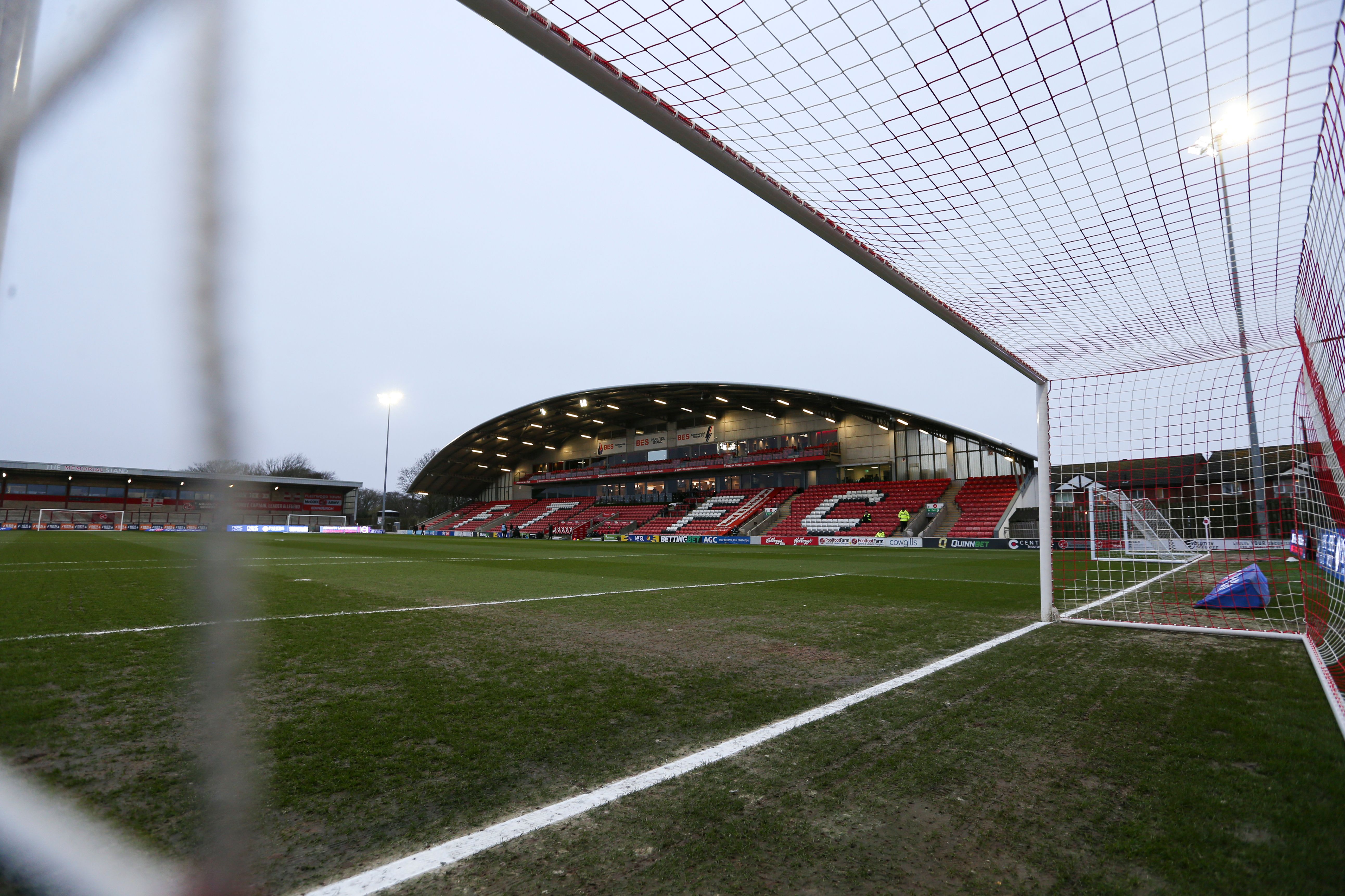 An image of the main stand at Fleetwood Town's Highbury Stadium