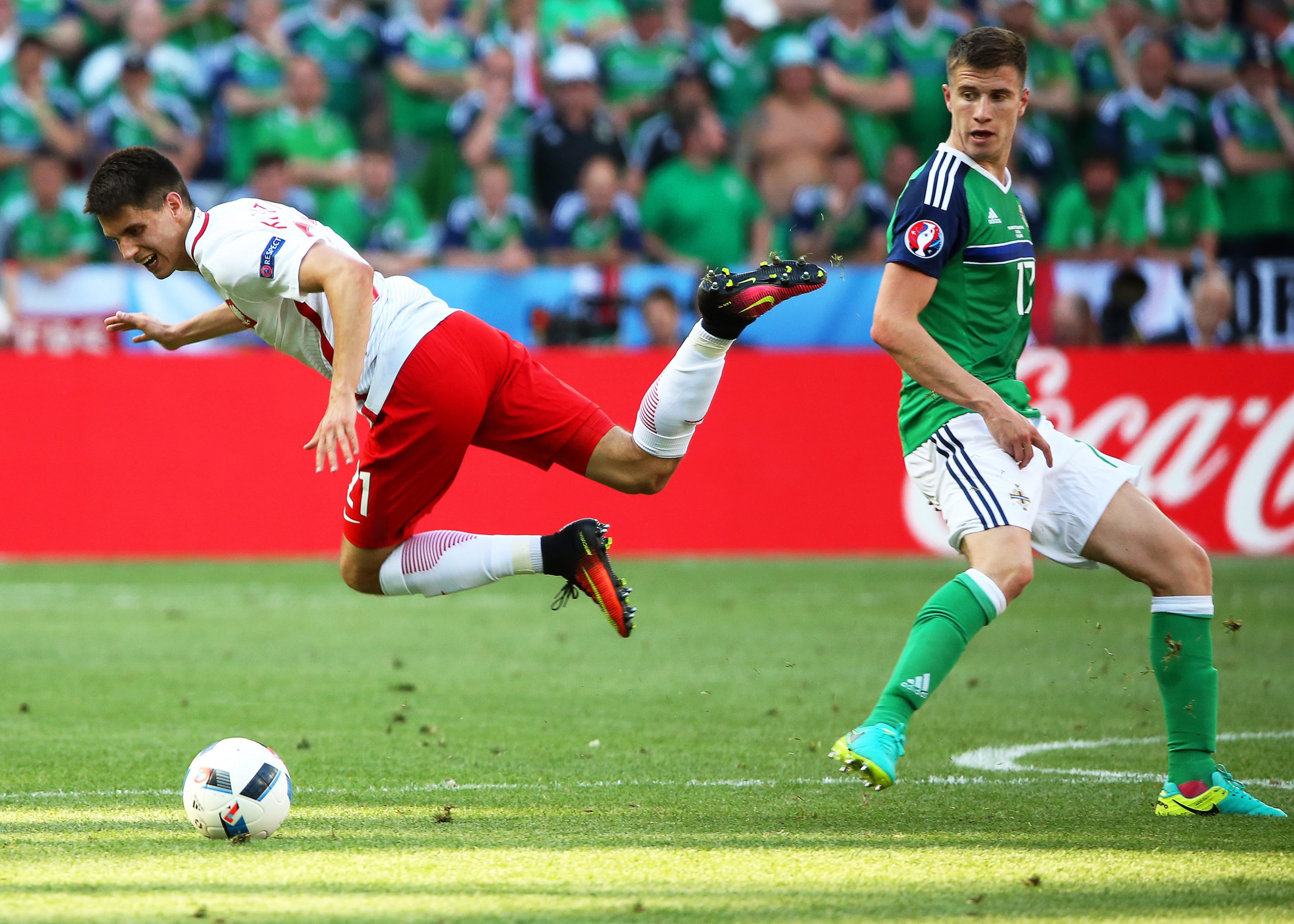 Paddy McNair in action for Northern Ireland against Poland at Euro 2016