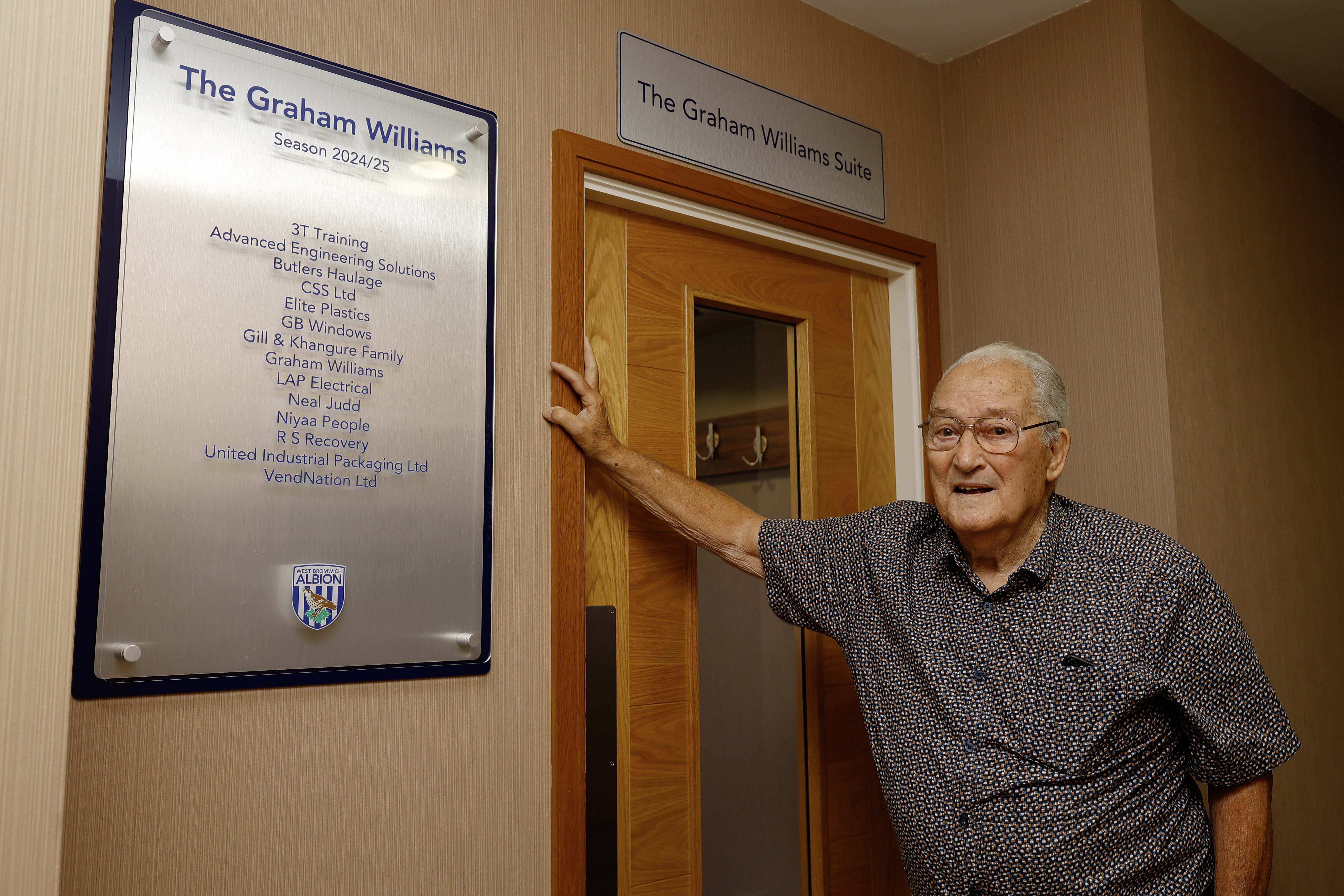 Graham Williams stood outside the Graham Williams Suite at The Hawthorns 