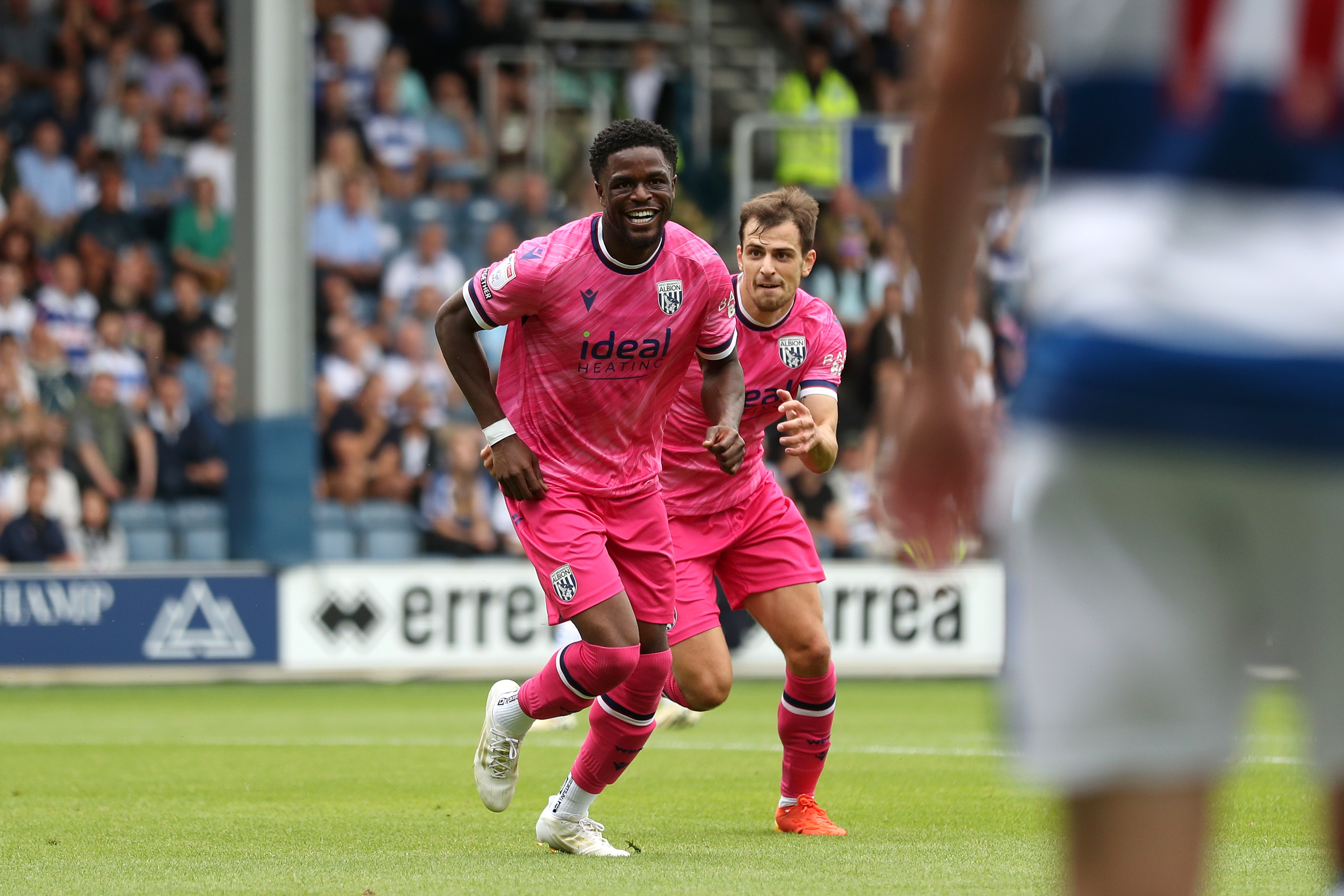 Josh Maja celebrates scoring his first goal at QPR 