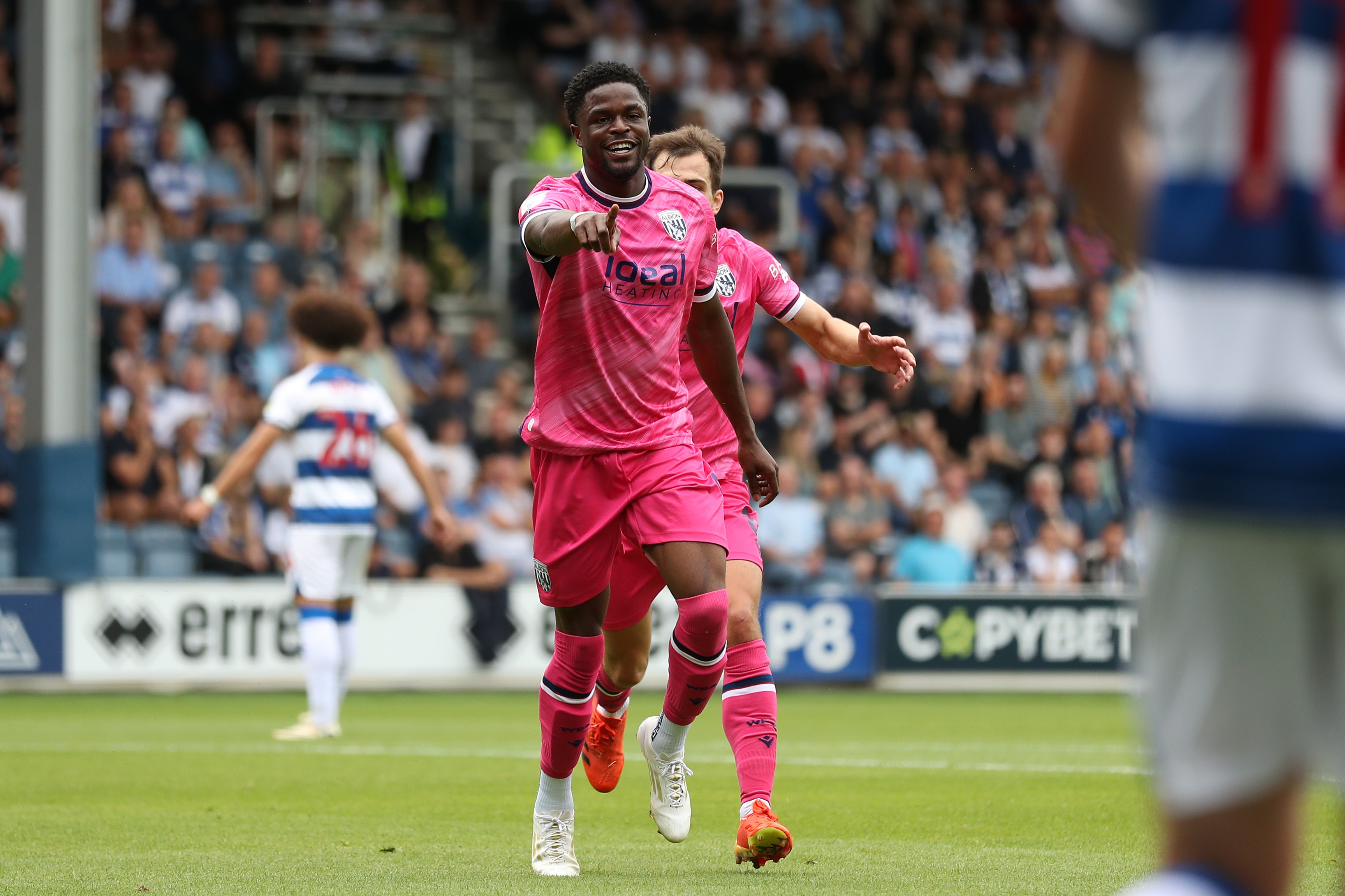 Josh Maja celebrates scoring his first goal at QPR 