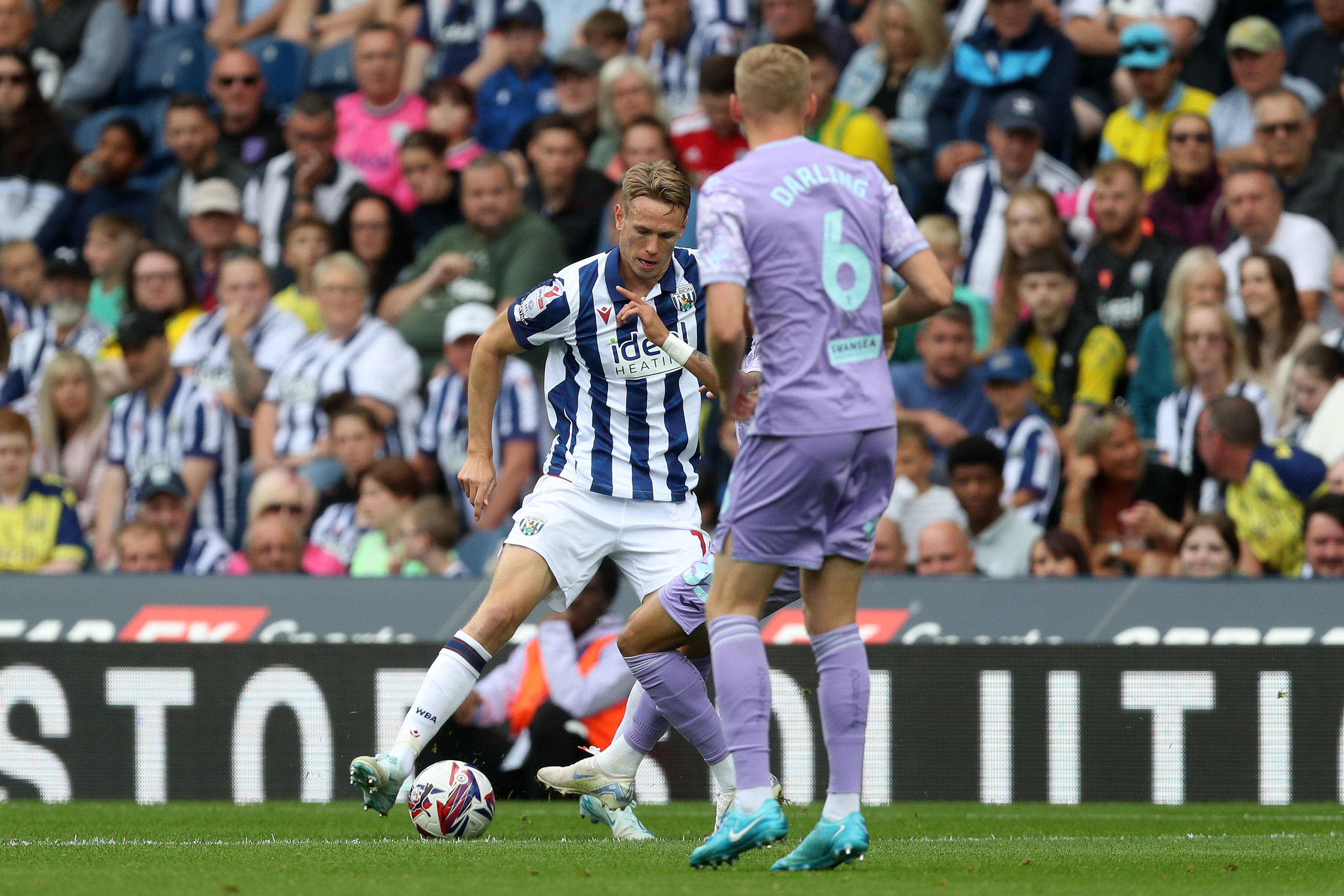 Torbjørn Heggem on the ball against Swansea 