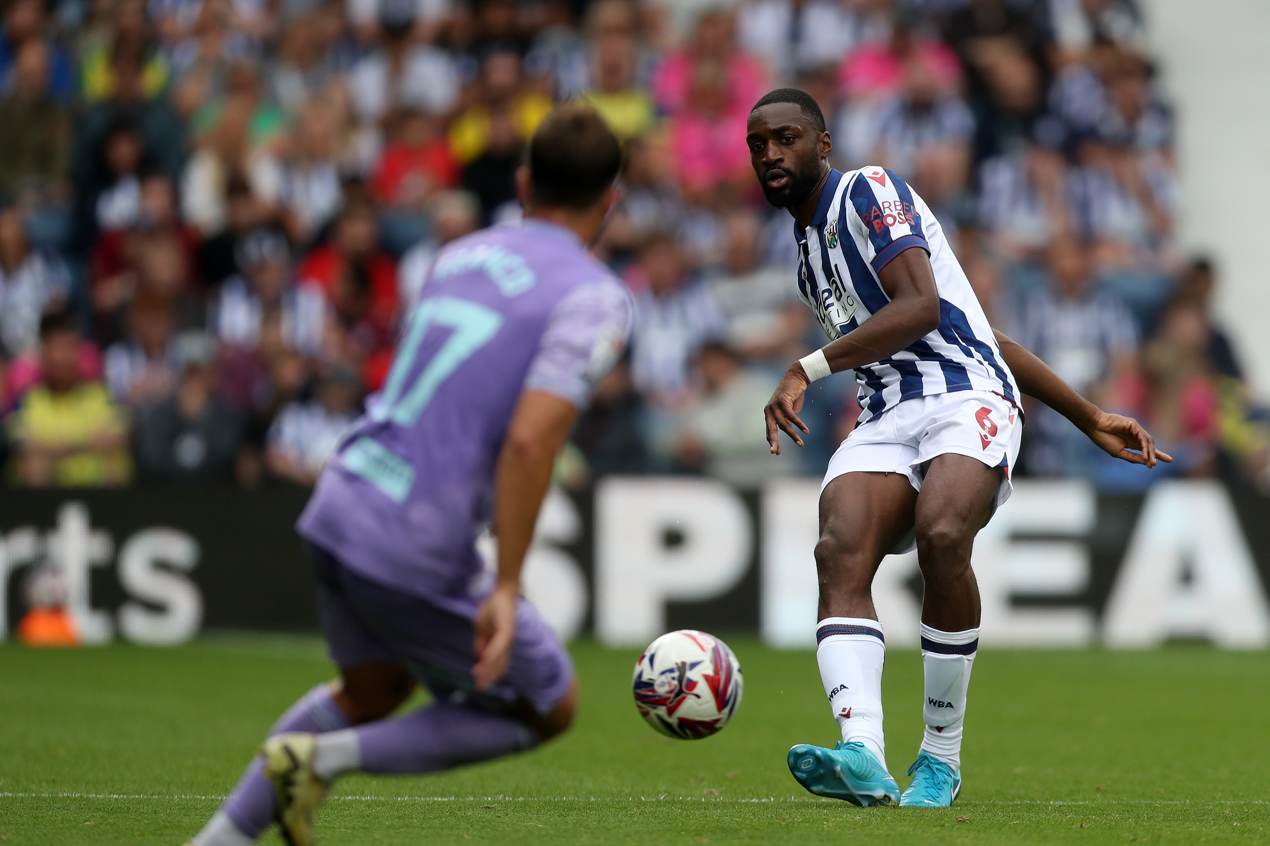 Semi Ajayi passing the ball against Swansea 