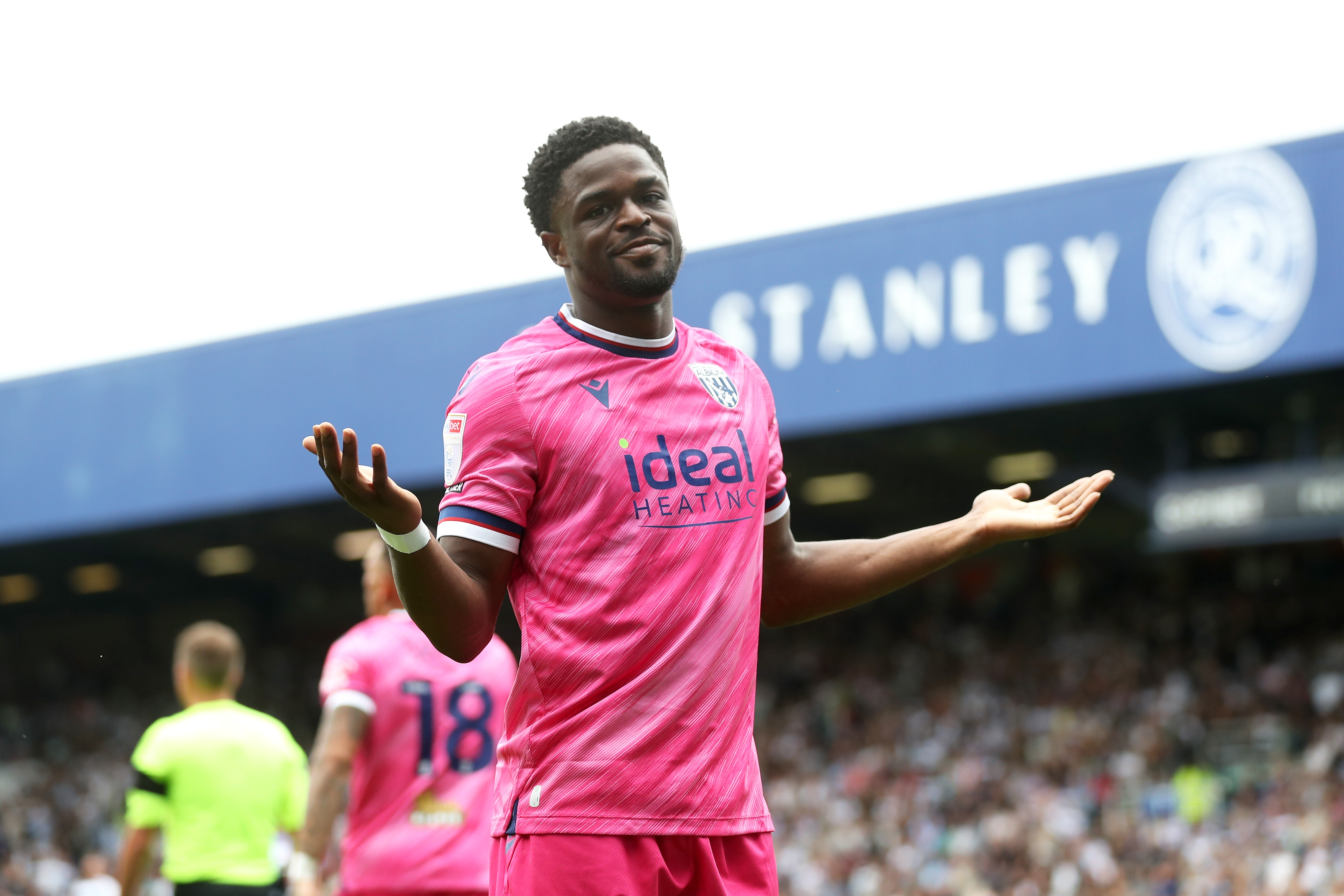 Josh Maja celebrates scoring his second goal at QPR 