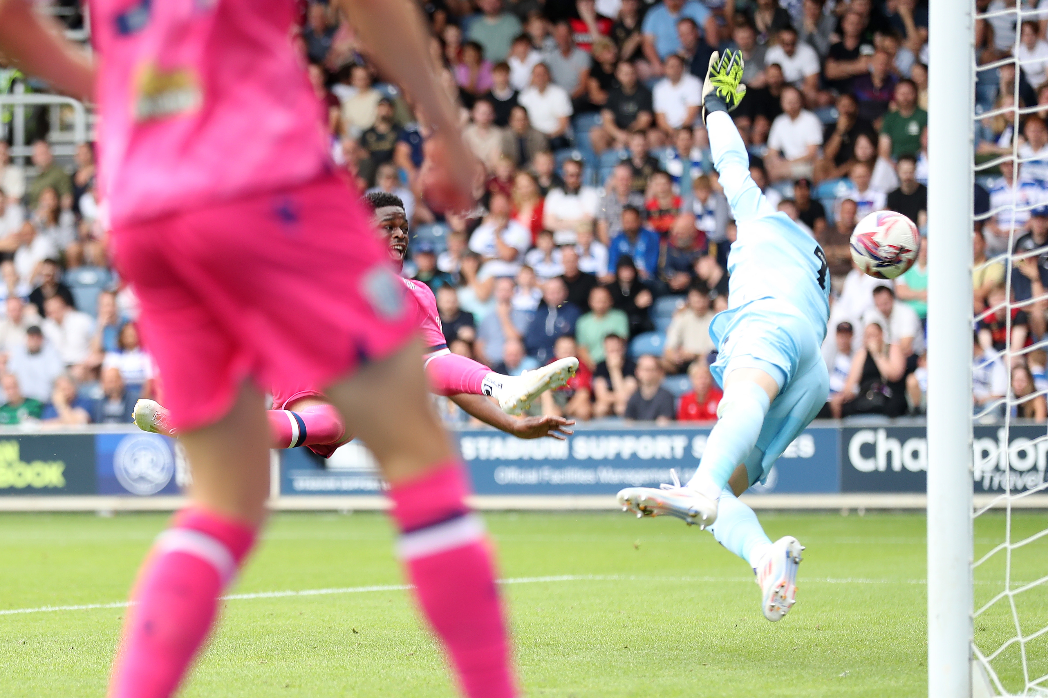 Josh Maja scores his third goal against QPR 