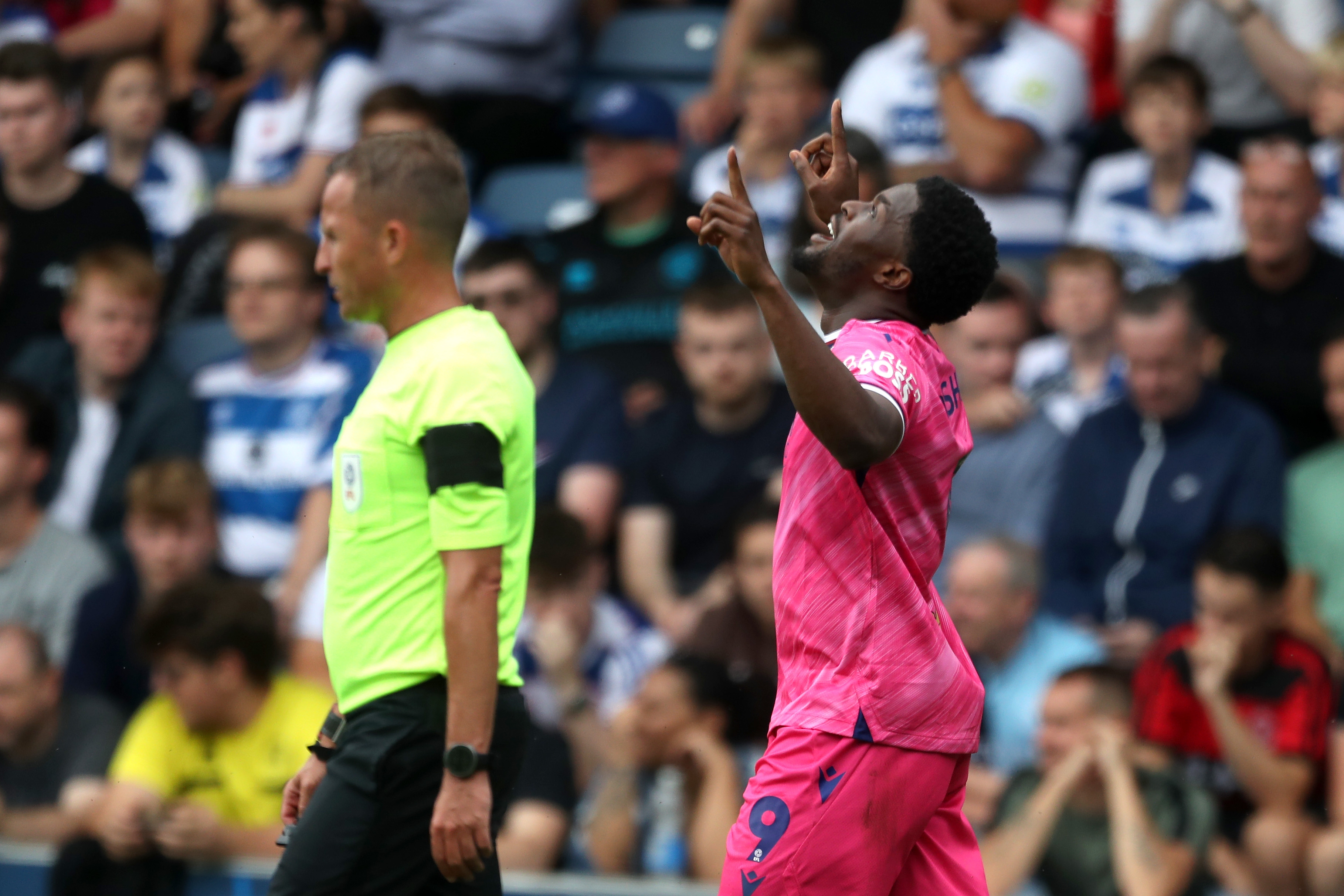 Josh Maja celebrates scoring his third goal against QPR