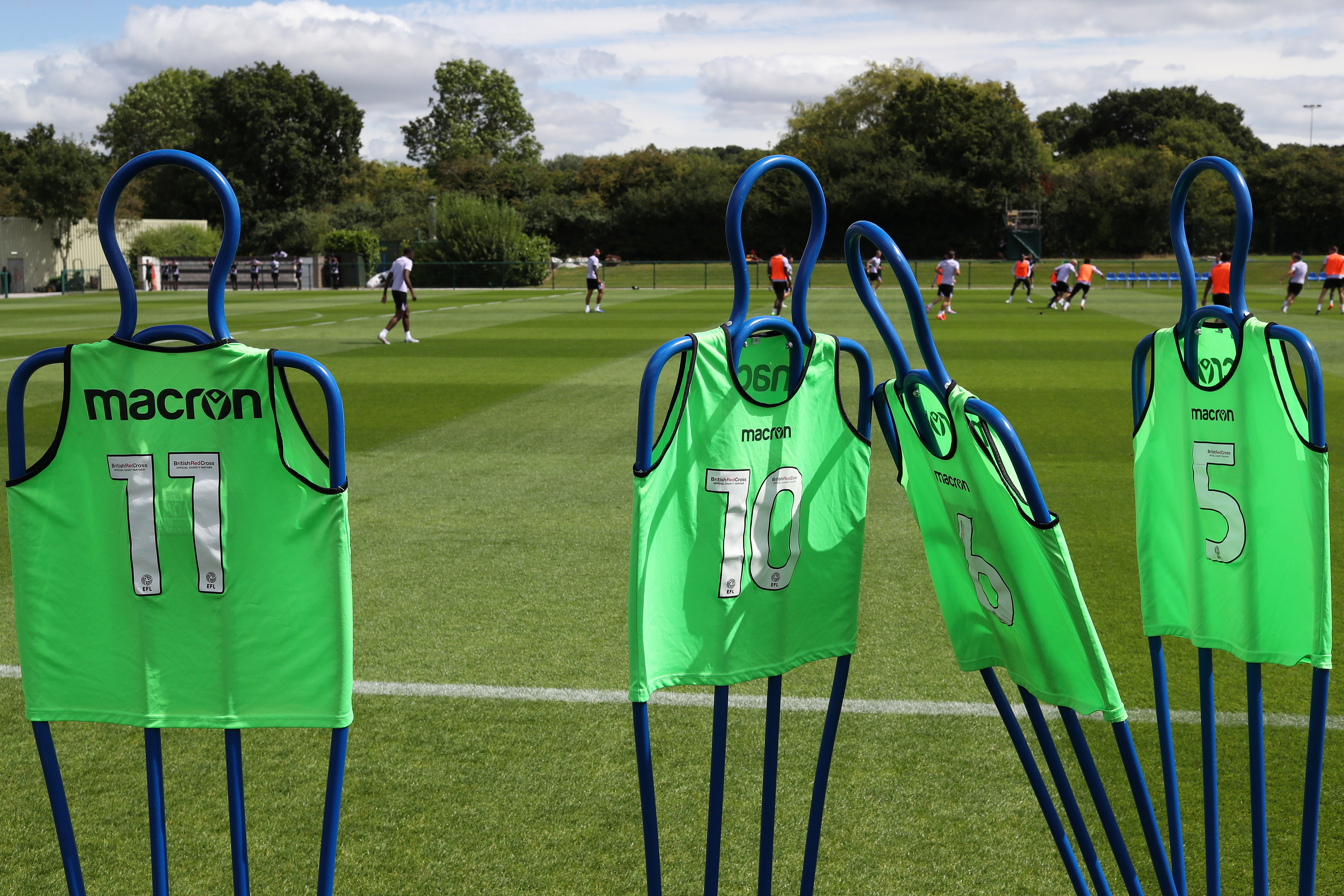 bibs on mannequins out on the training pitch 