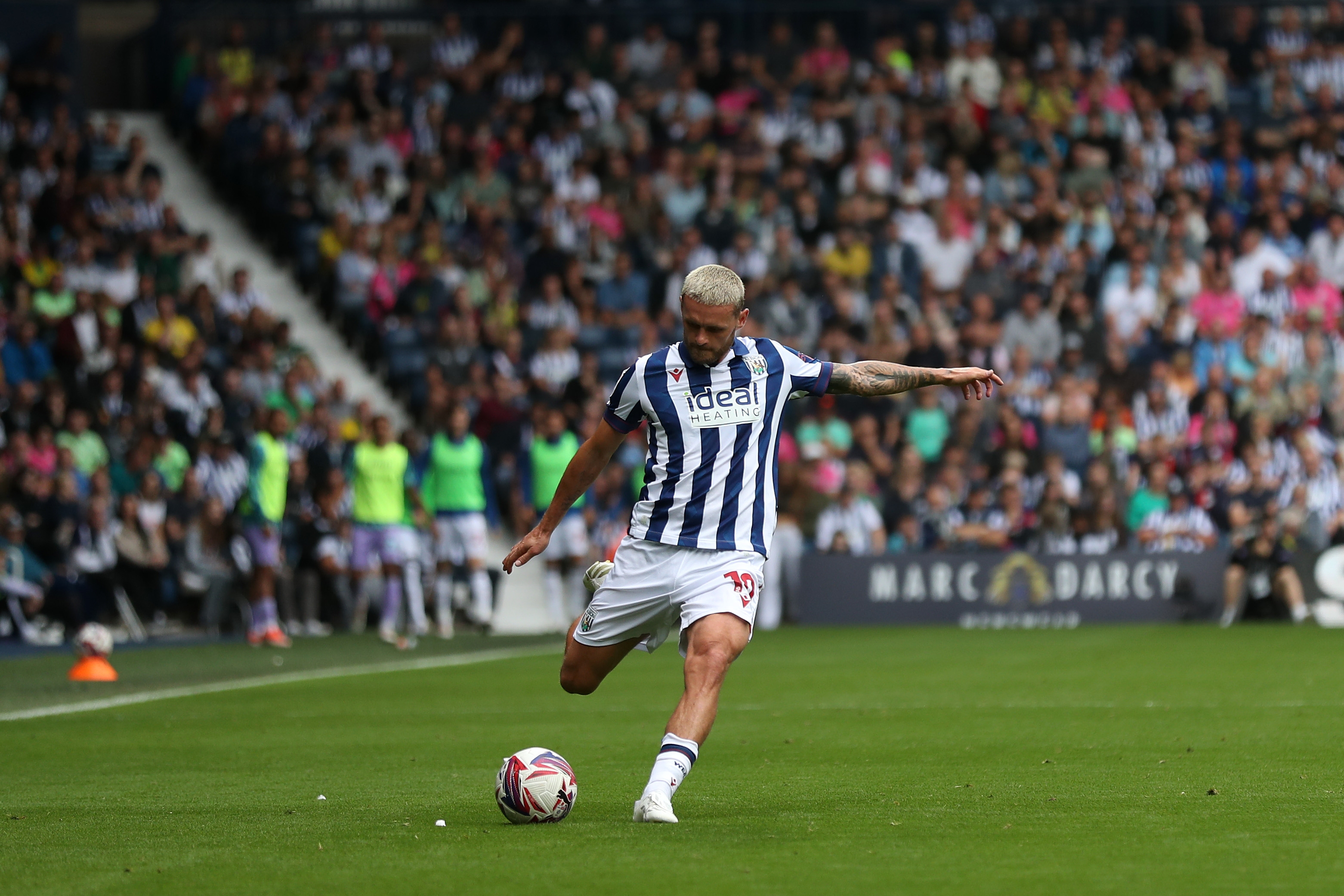 John Swift taking a free-kick against Swansea 