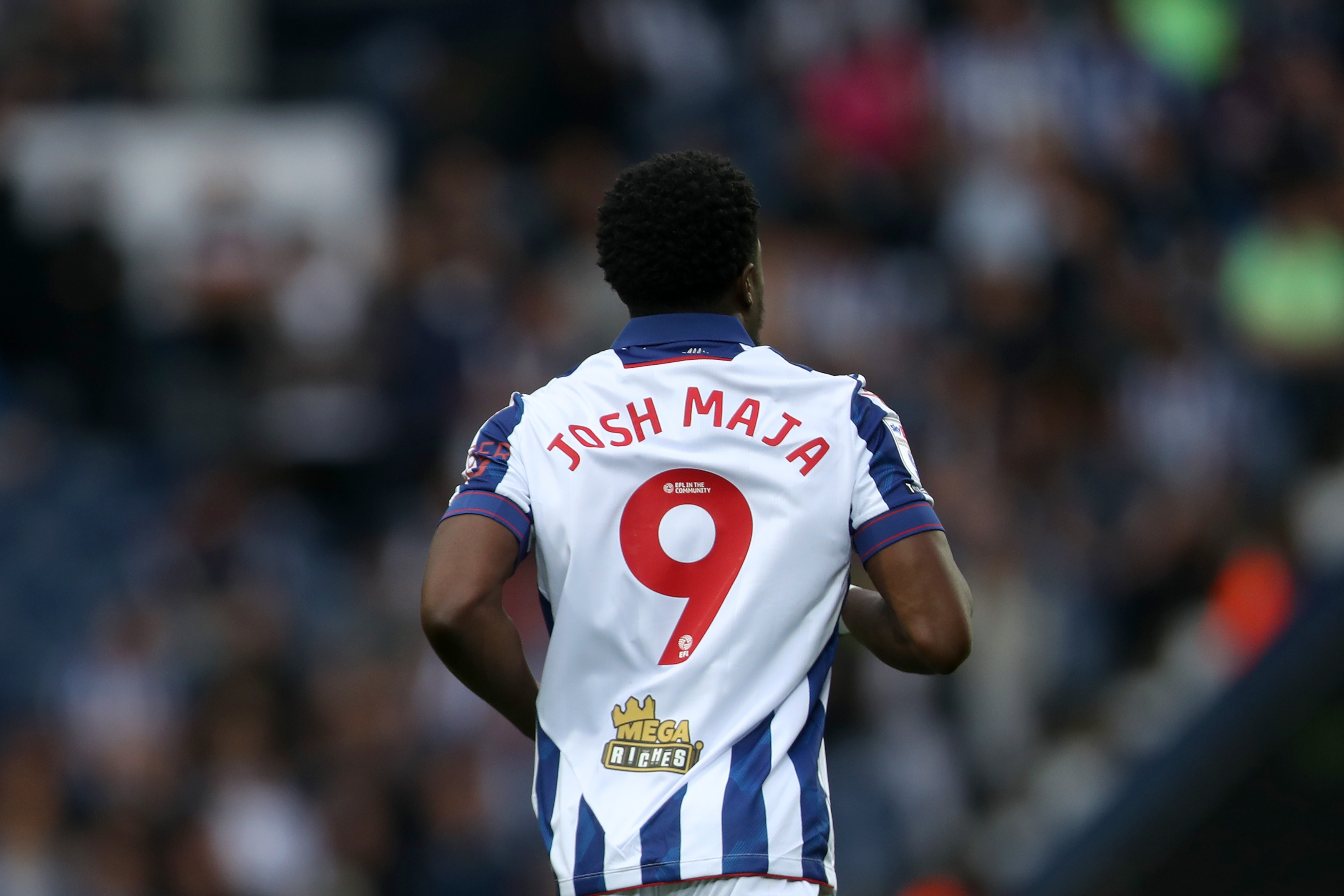 The back of Josh Maja with his name and number 9 on show 