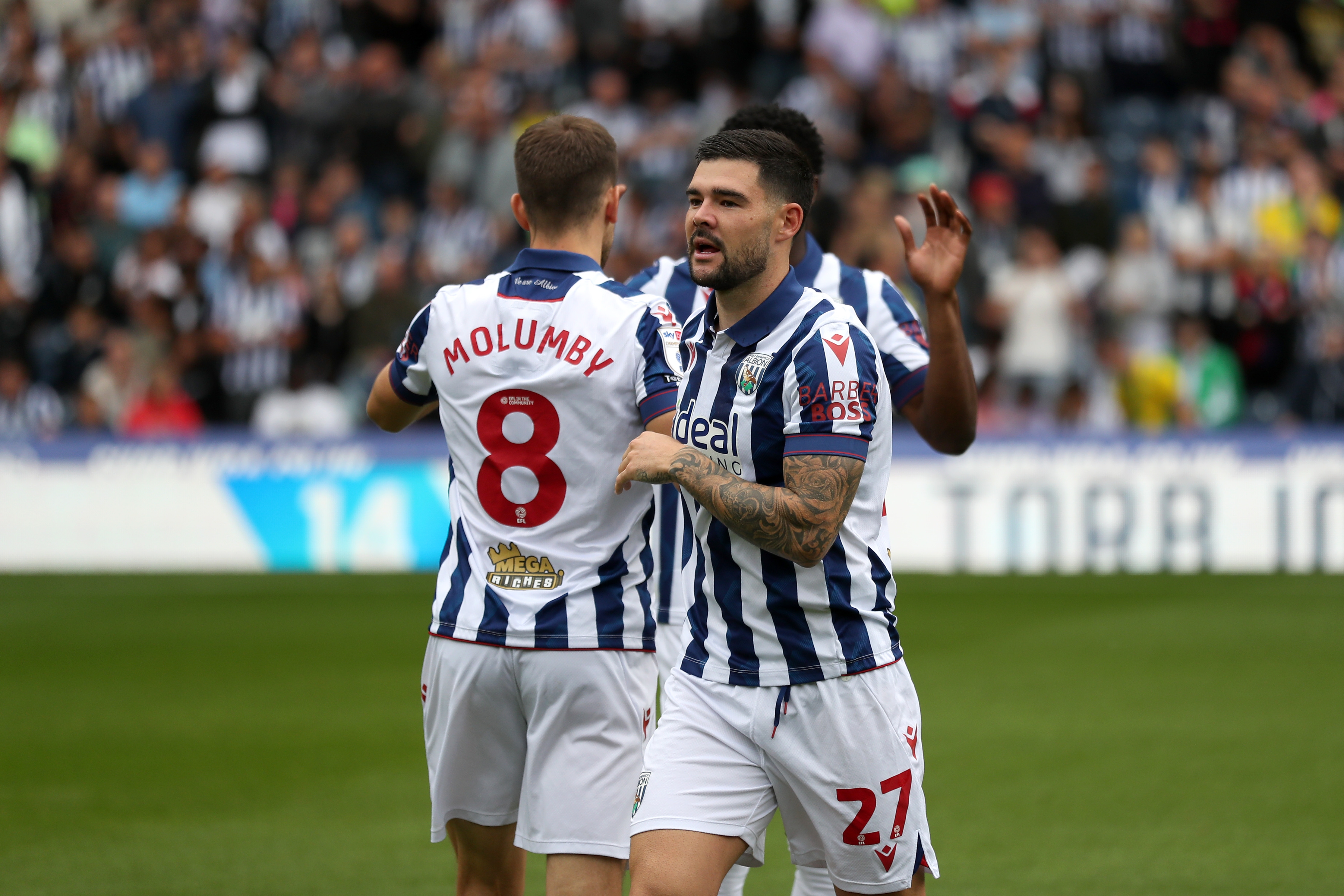 Jayson Molumby and Alex Mowatt embrace before kick-off at The Hawthorns against Swansea 