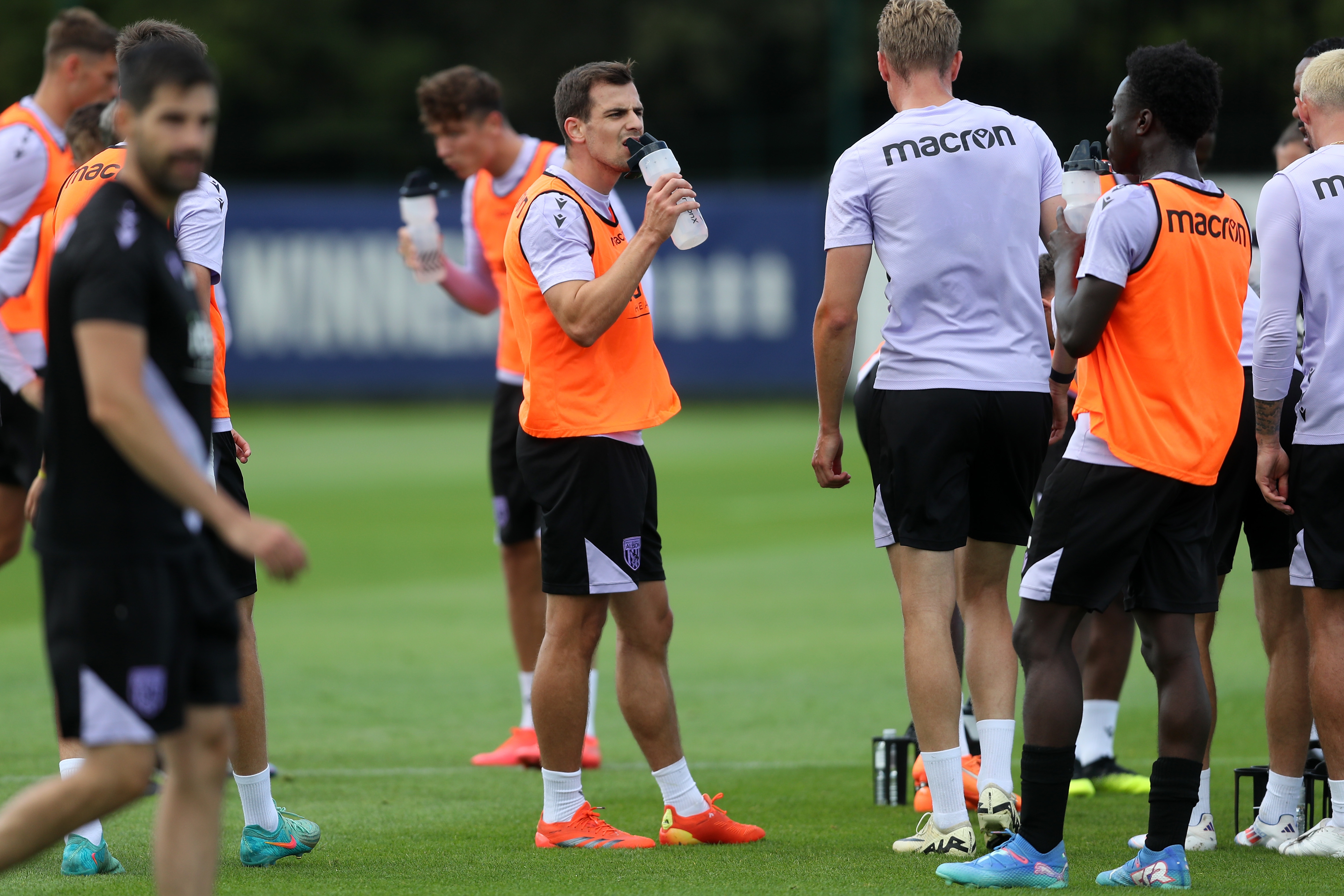 Jayson Molumby drinking during a training session 