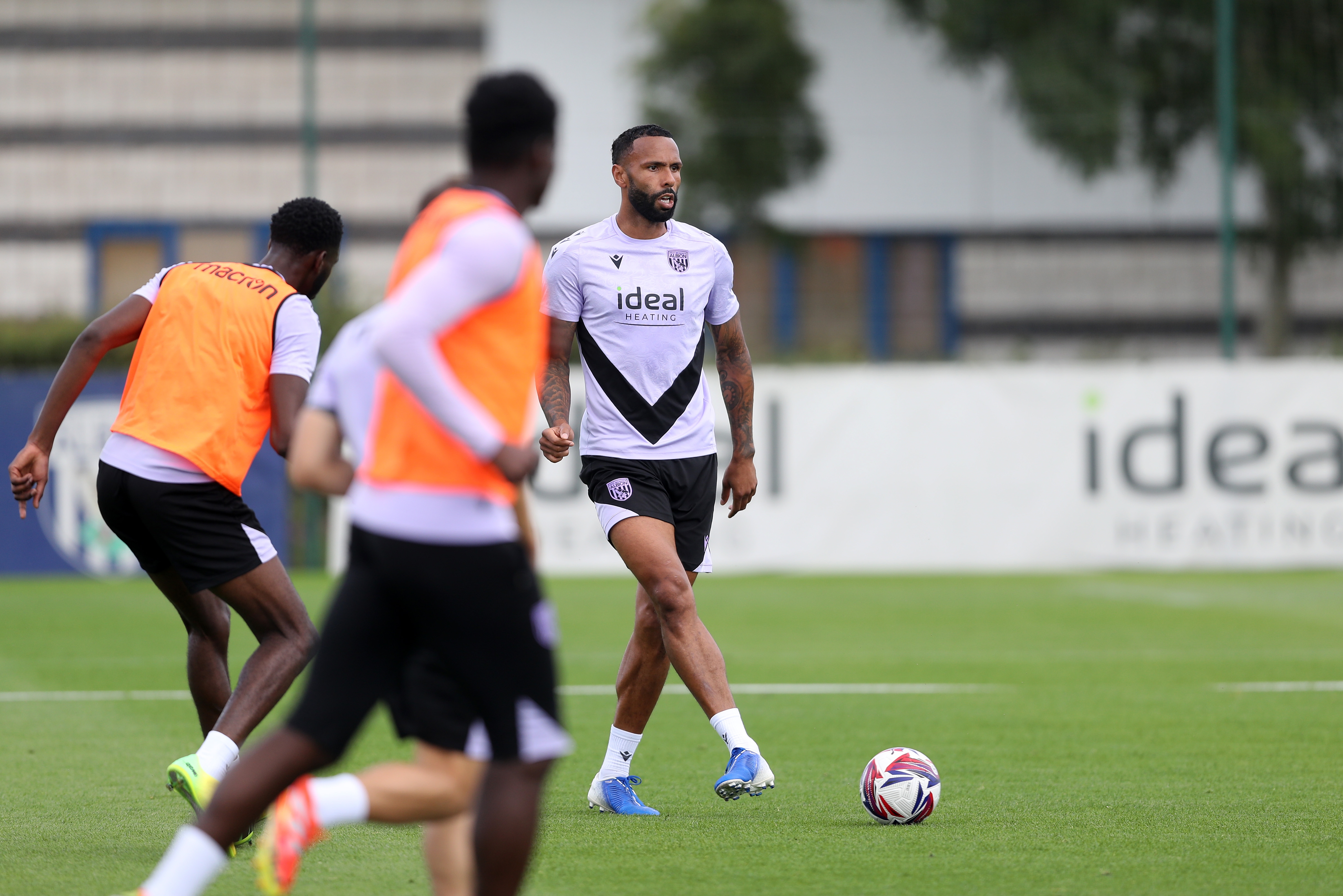 Kyle Bartley on the ball during training 