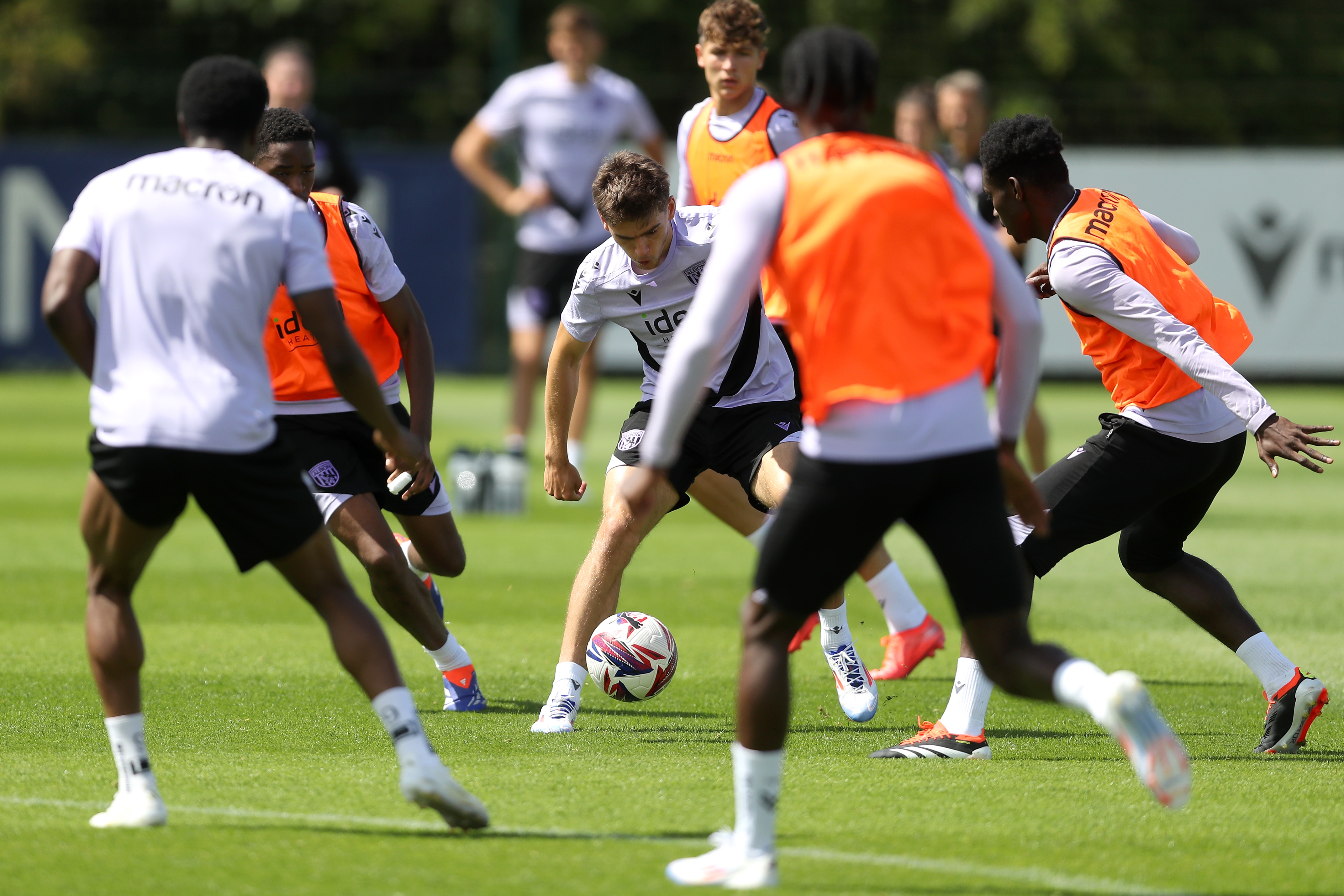 Tom Fellows on the ball during a training session 