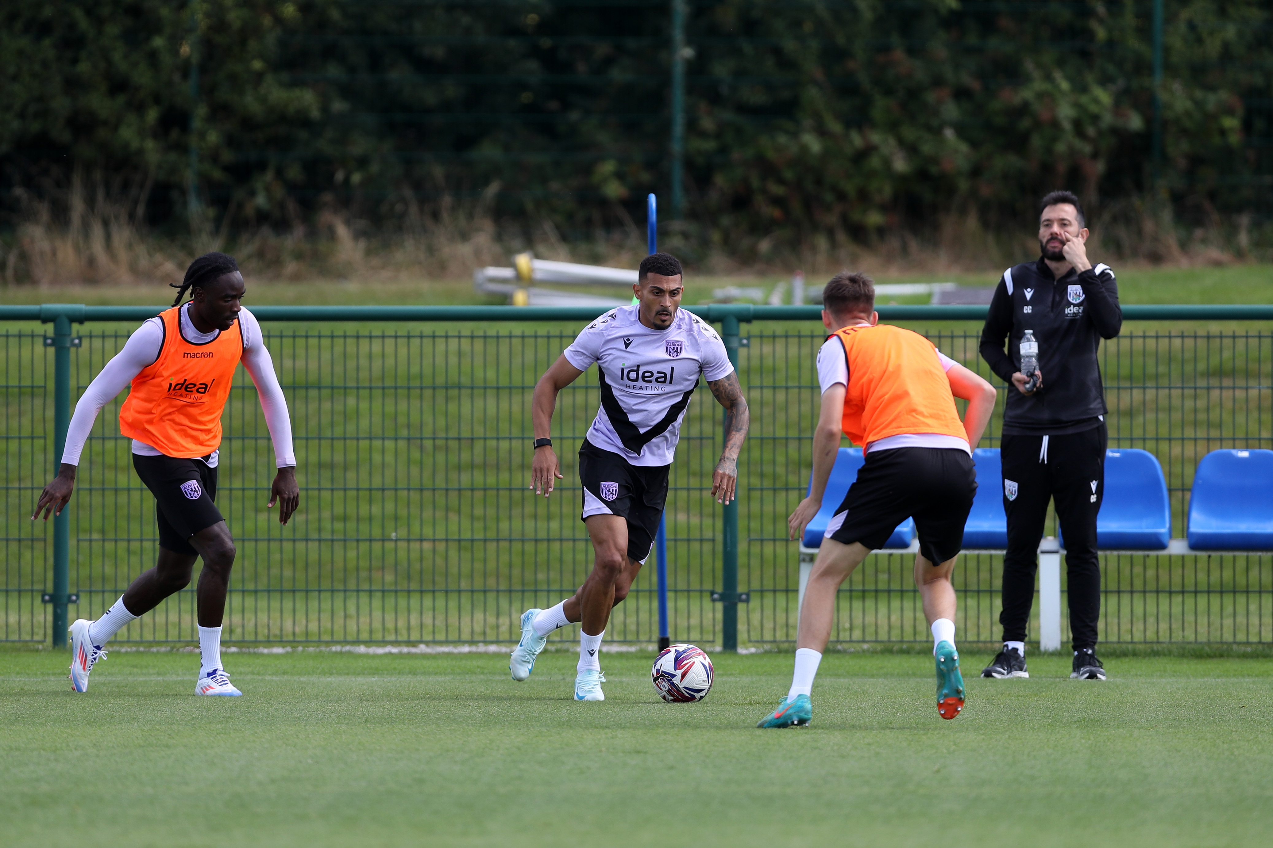 Karlan Grant on the ball during a training session 