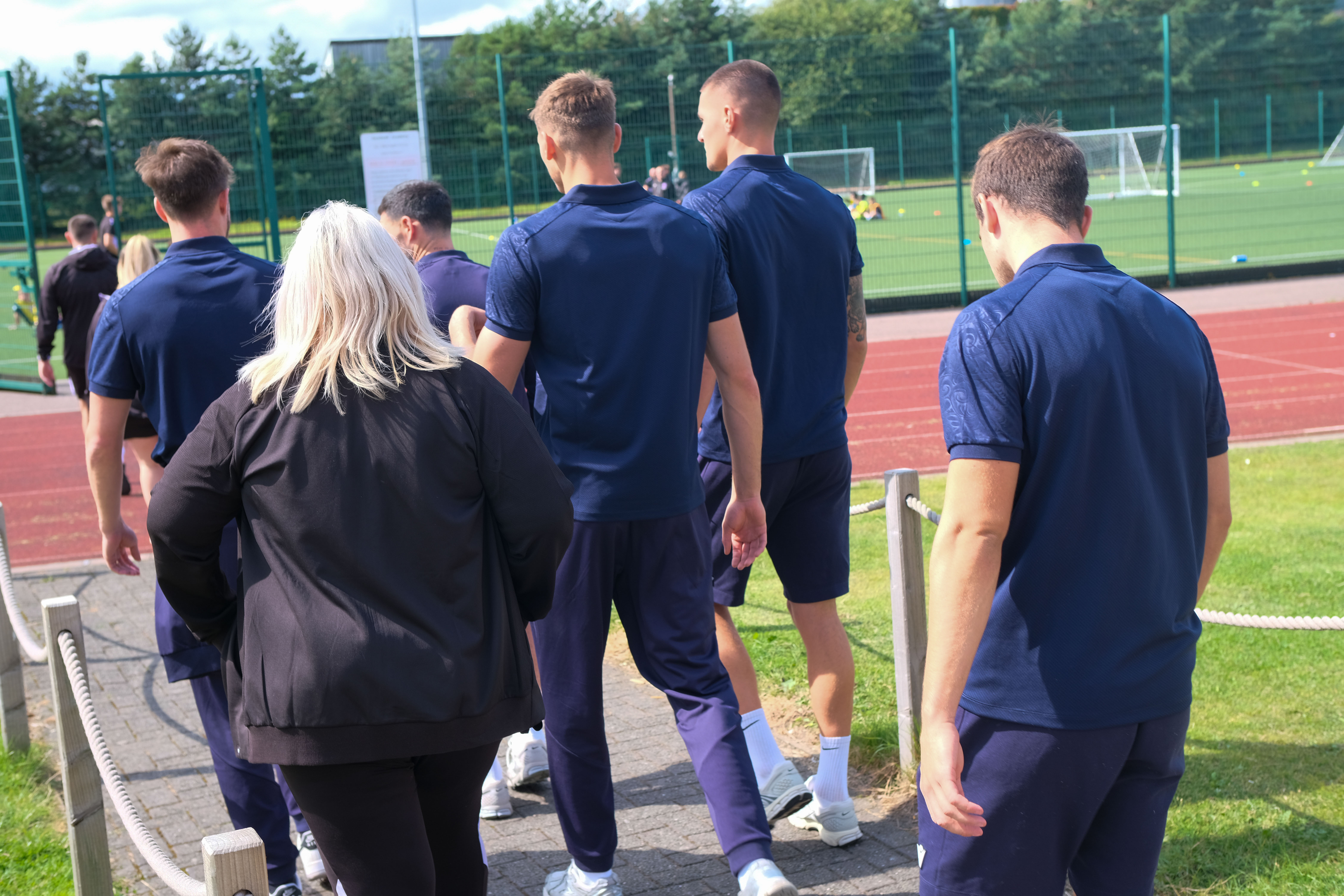 Albion players arrive at Sandwell Academy.