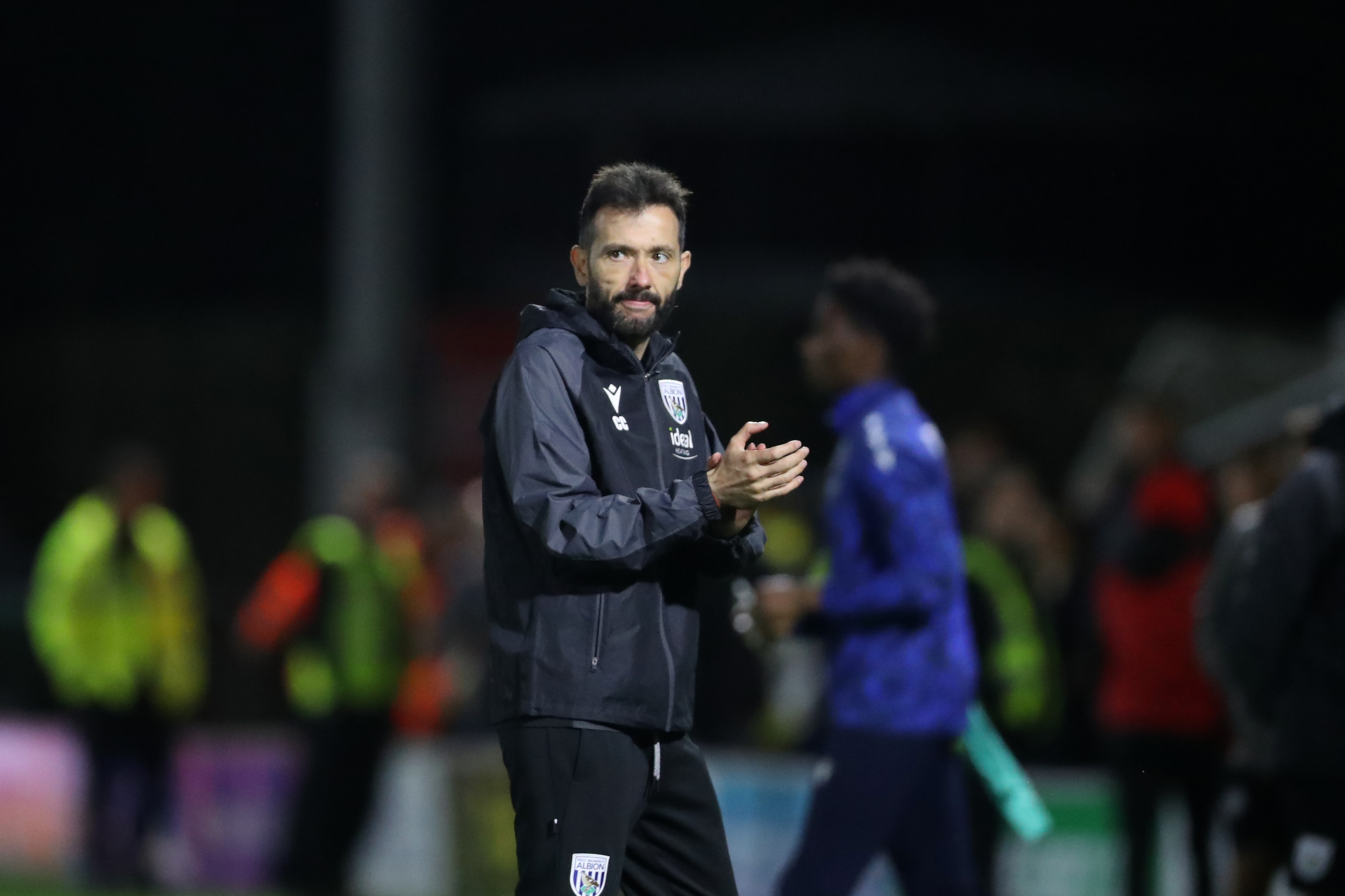 Carlos Corberán applauding Albion fans at Fleetwood 