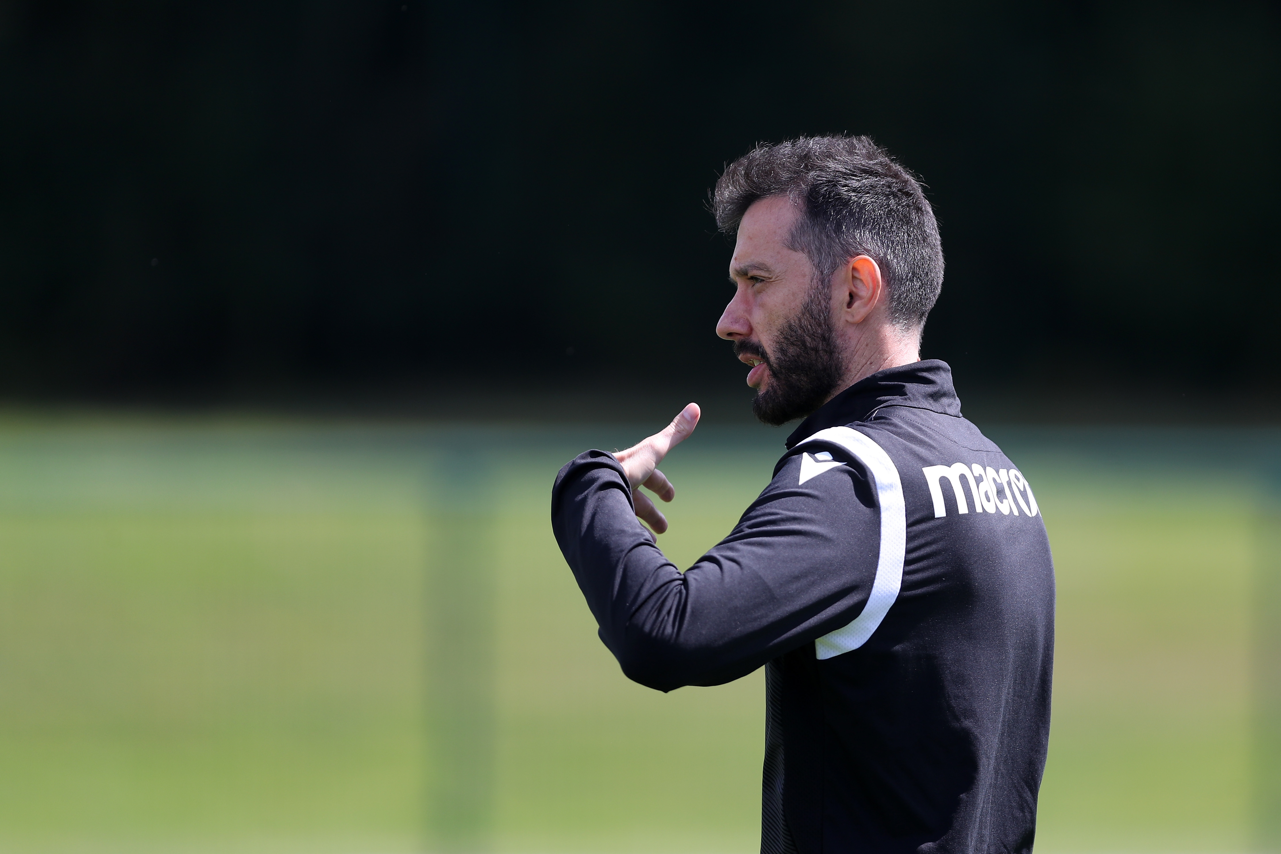 The side of Carlos Corberán during a training session