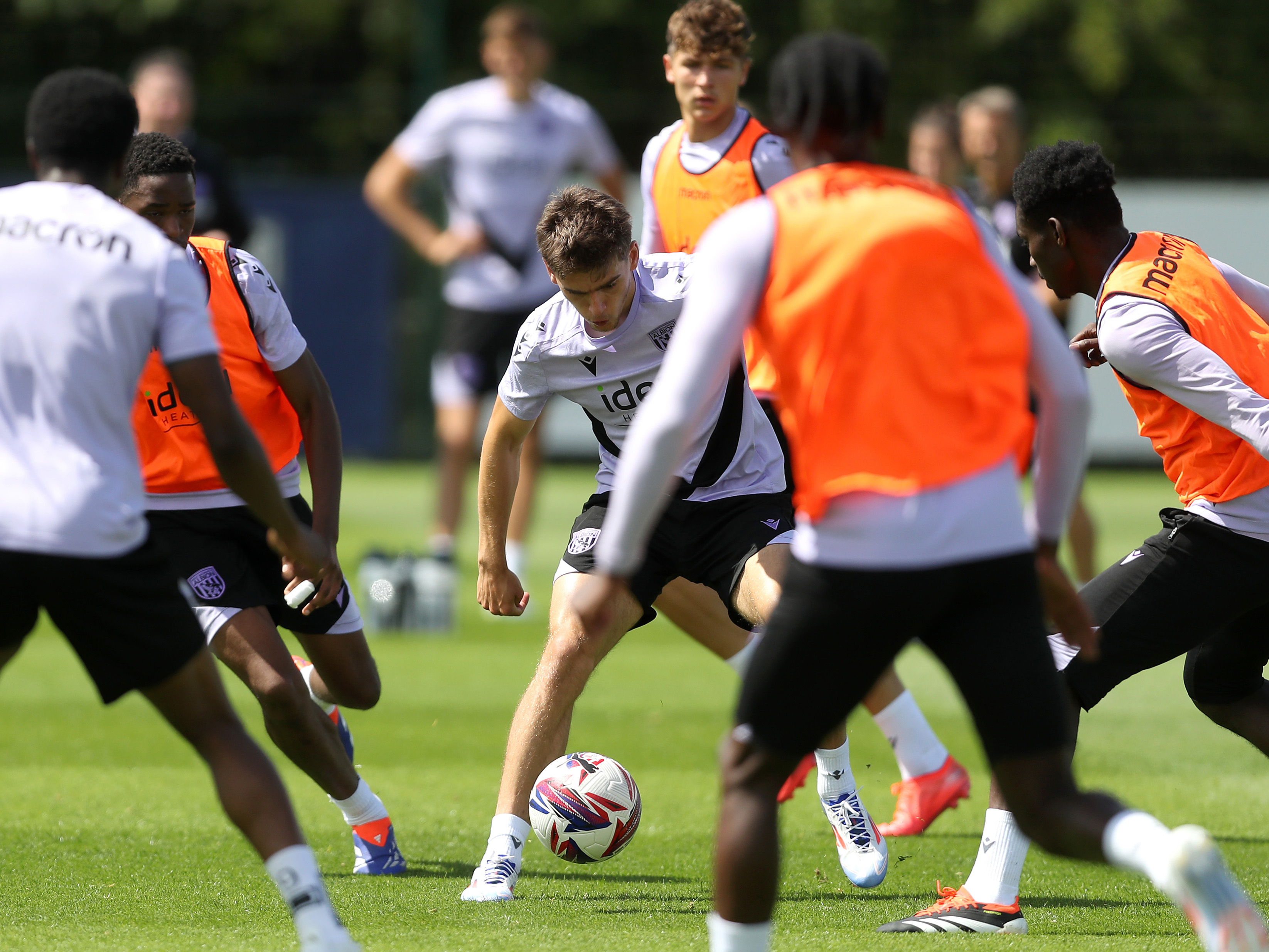 Tom Fellows on the ball during a training session 