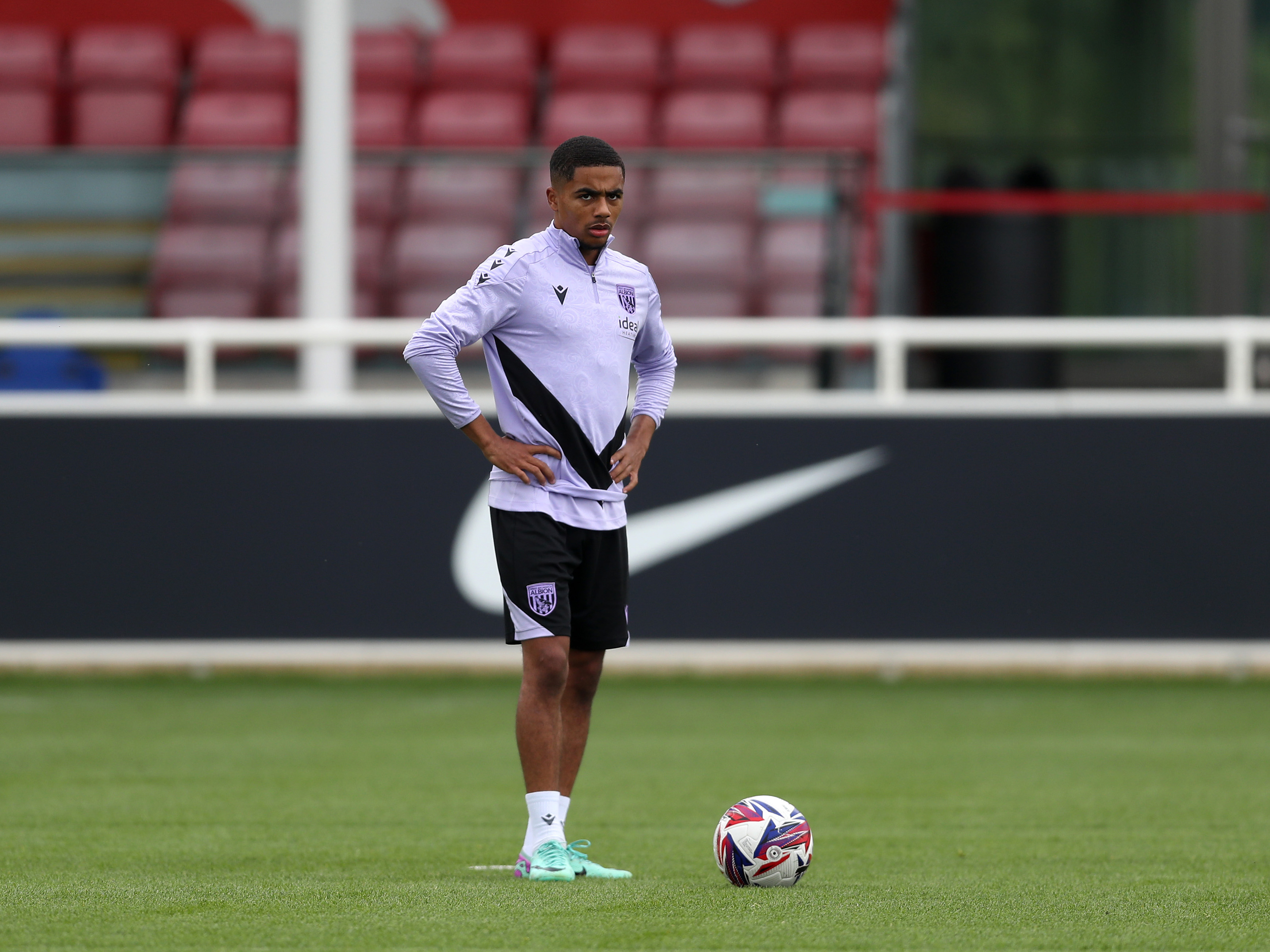 A photo of Albion youngster Deago Nelson in first team training at St. George's Park