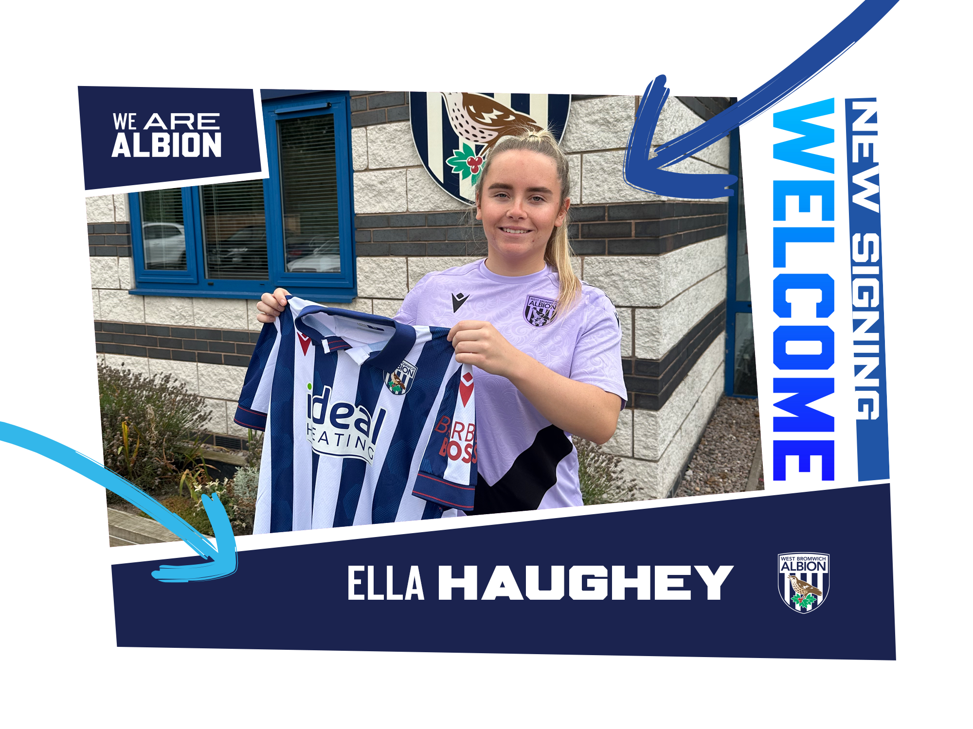 A signing graphic for Albion Women's newest player, Ella Haughey