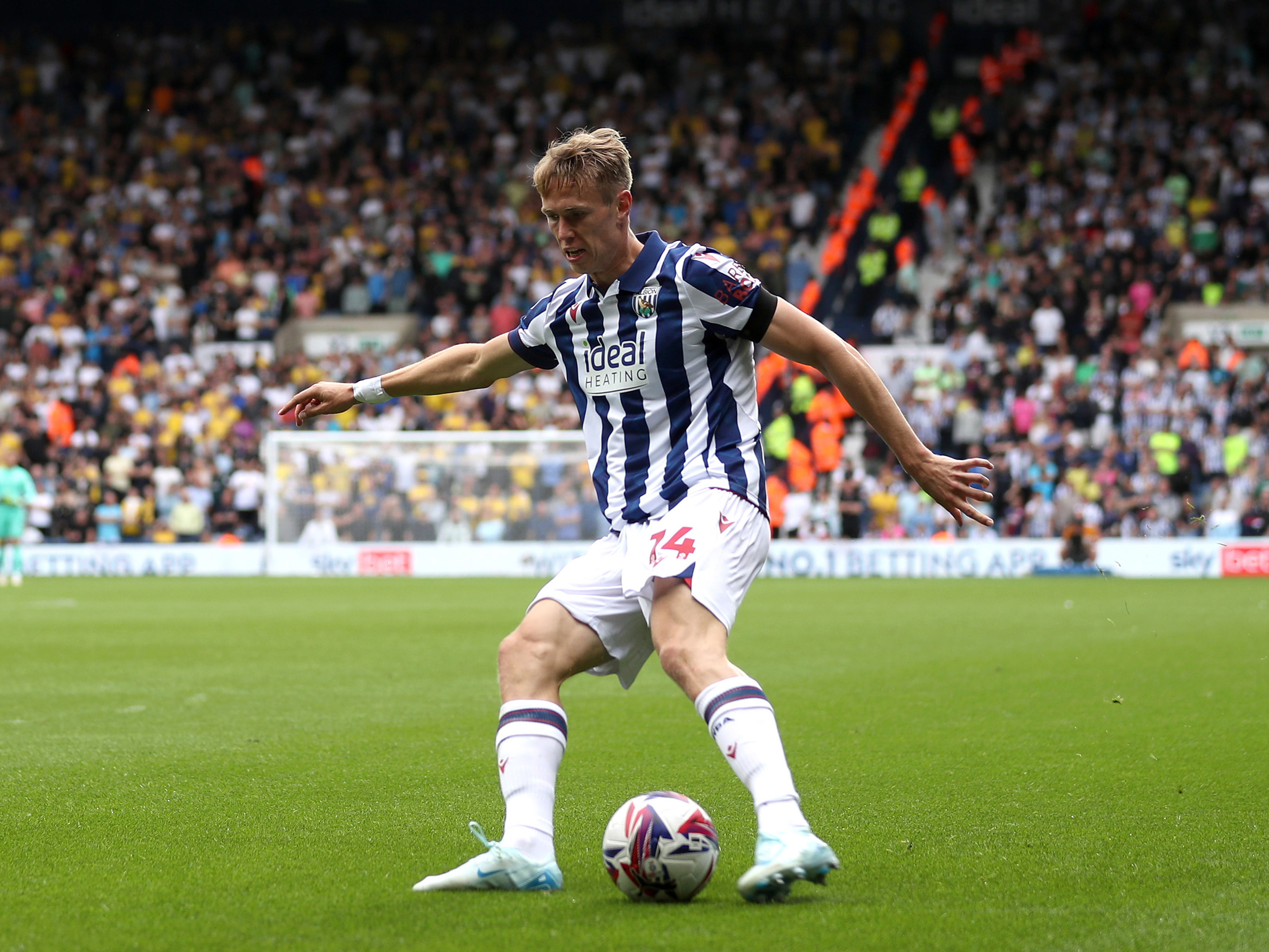 A photo of Torbjorn Heggem in action for Albion against Leeds at The Hawthorns