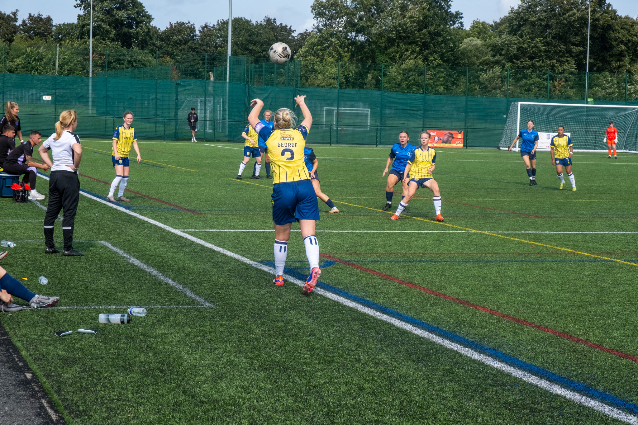 Hannah George takes a throw-in against Liverpool Feds.