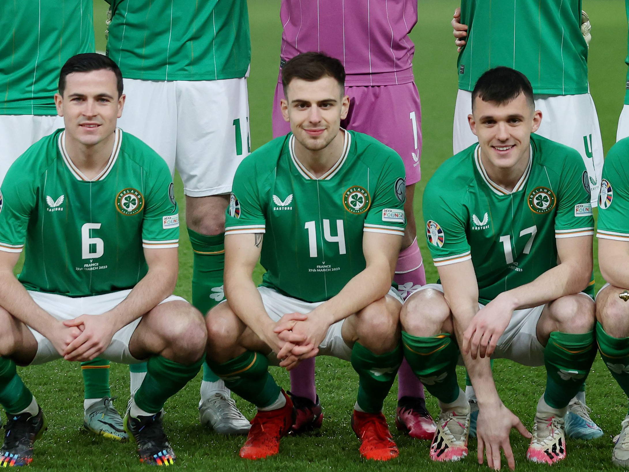 Jayson Molumby lines up for a Republic of Ireland team photo