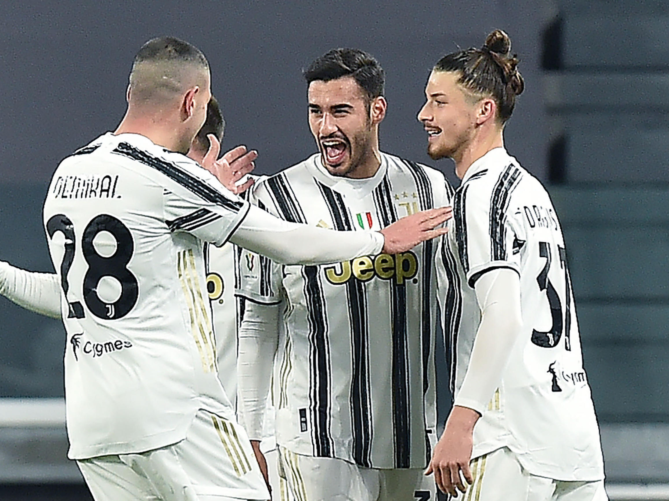 Gianluca Frabotta celebrates scoring a goal for Juventus 