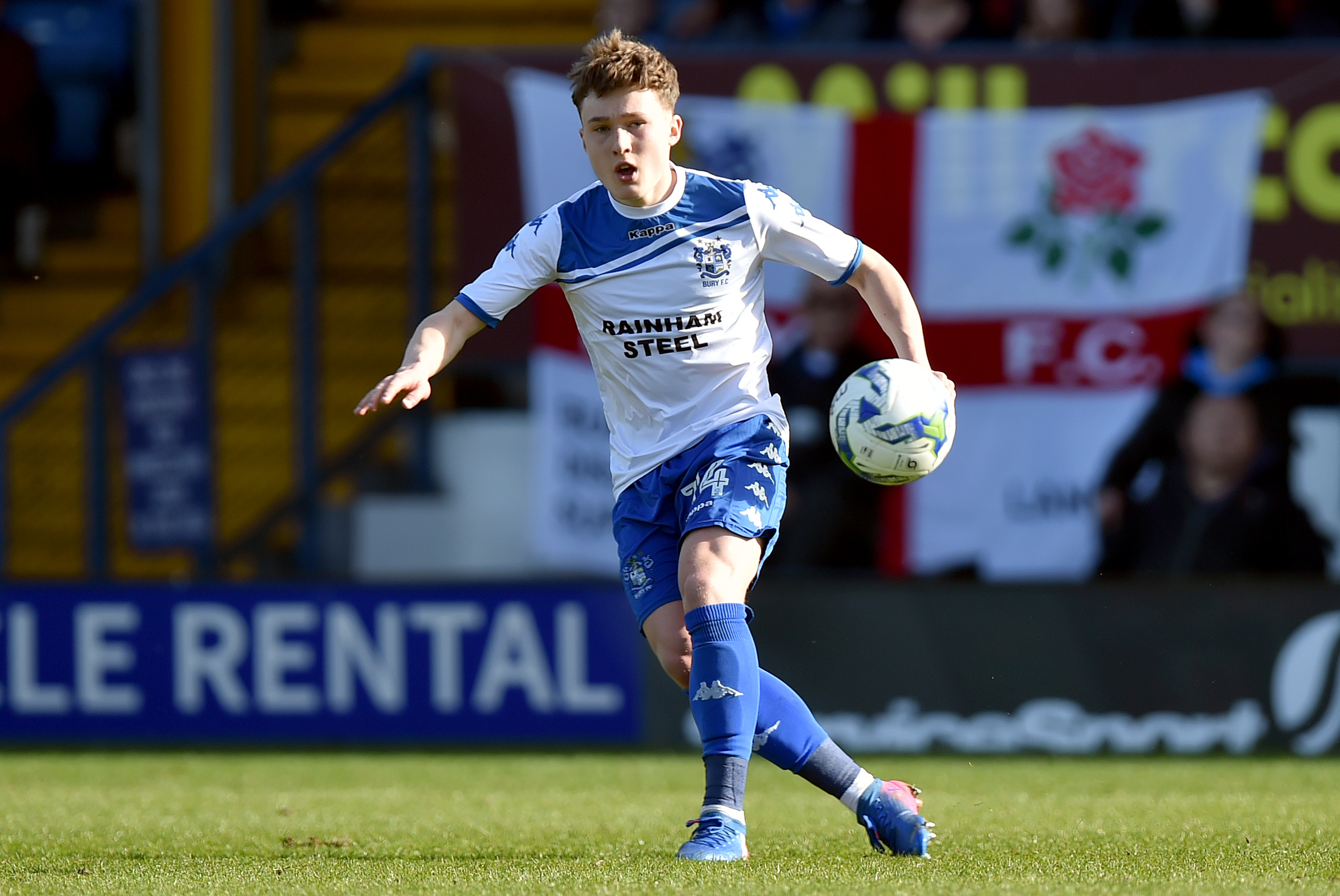 Callum Styles in action for Bury in 2017