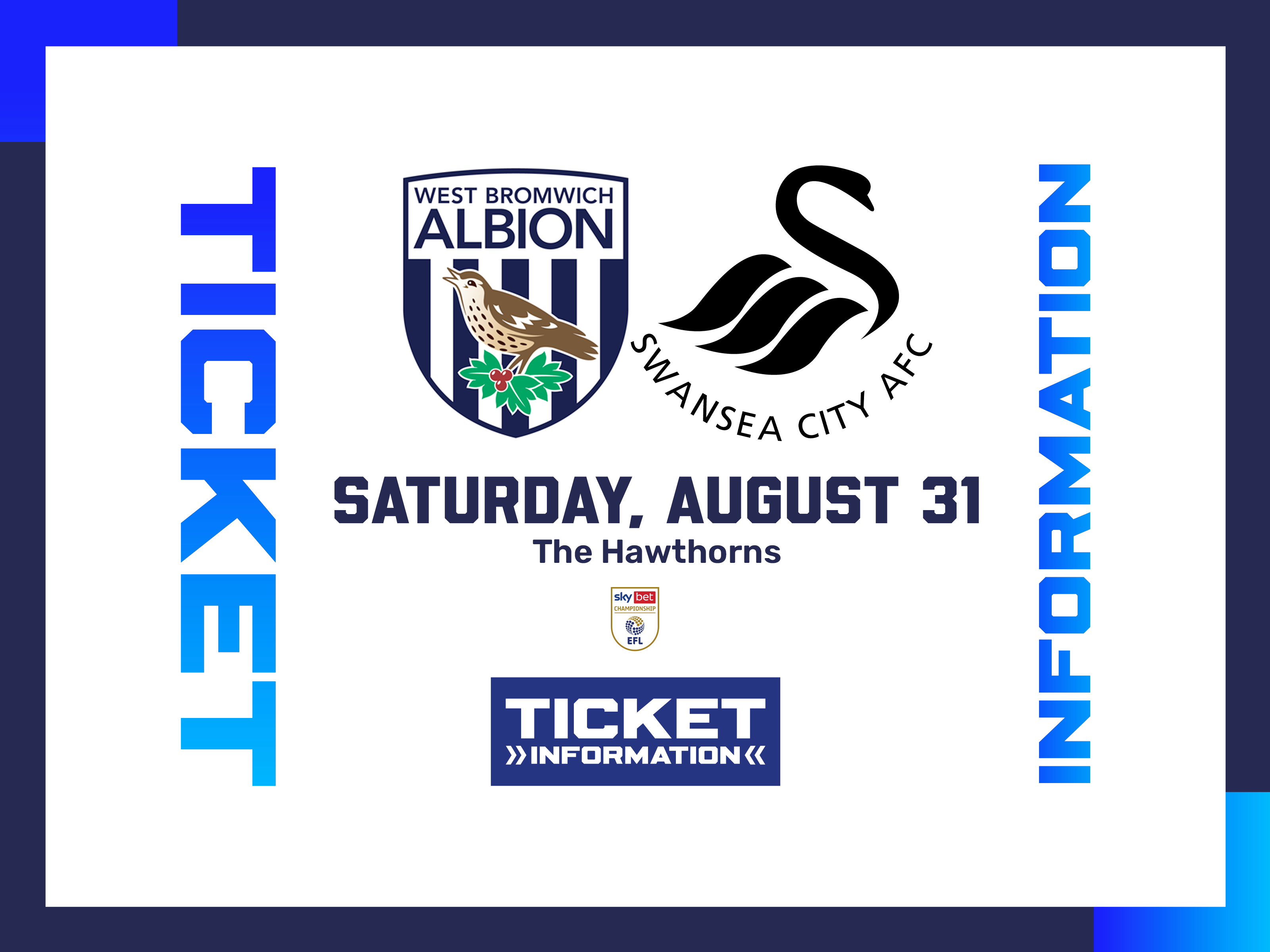 Ticket graphic for Albion's clash with Swansea City.