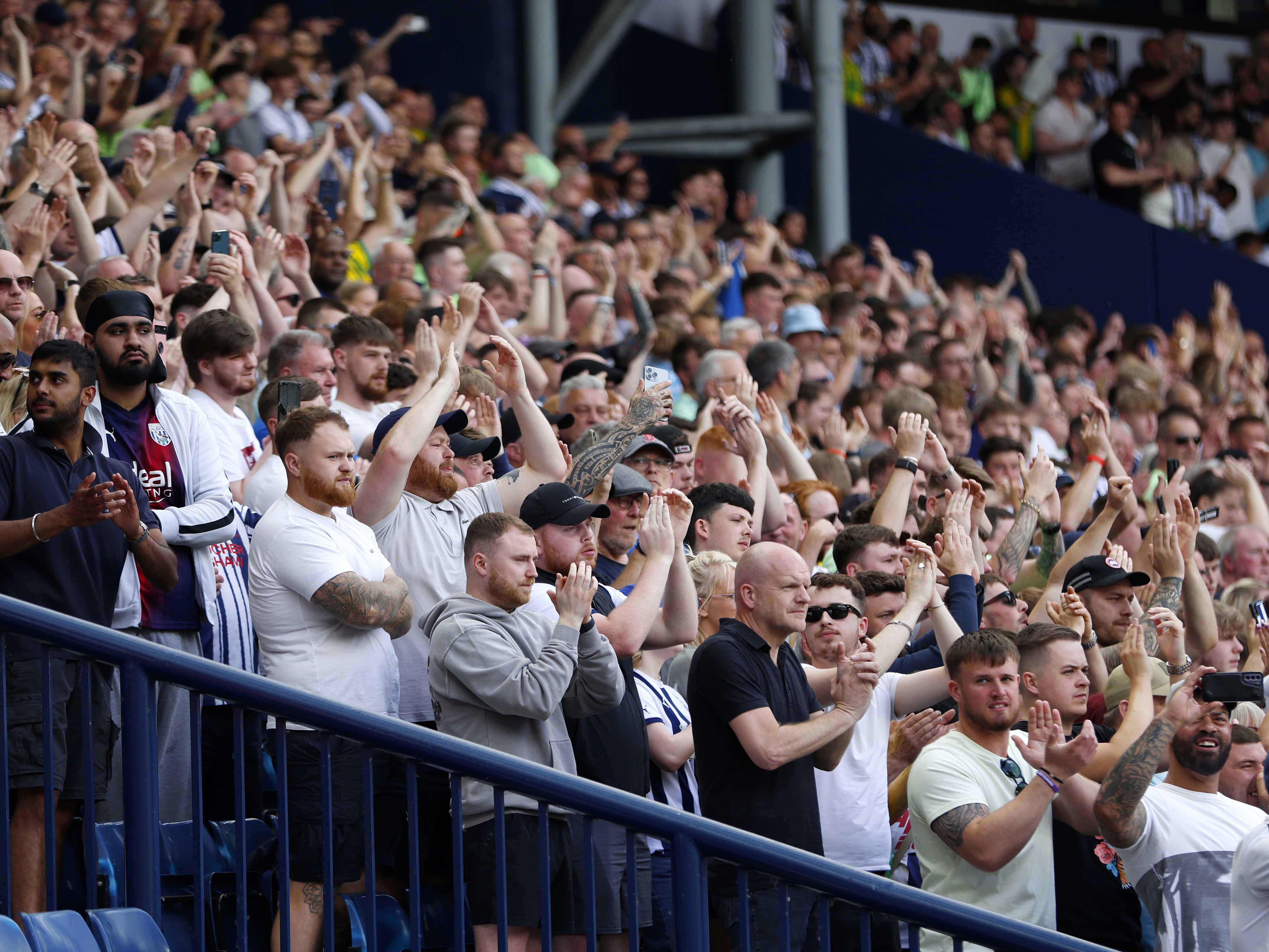 A general view of WBA fans at a game in the Smethwick End 