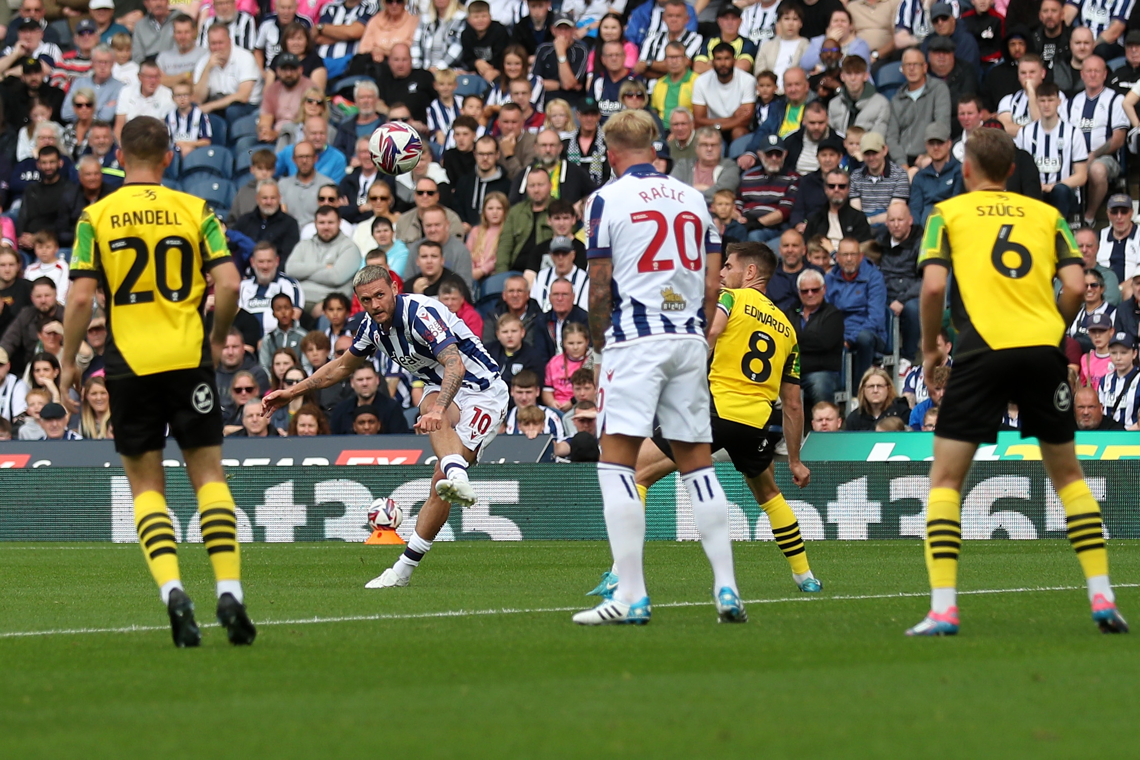 John Swift shoots at goal against Plymouth 