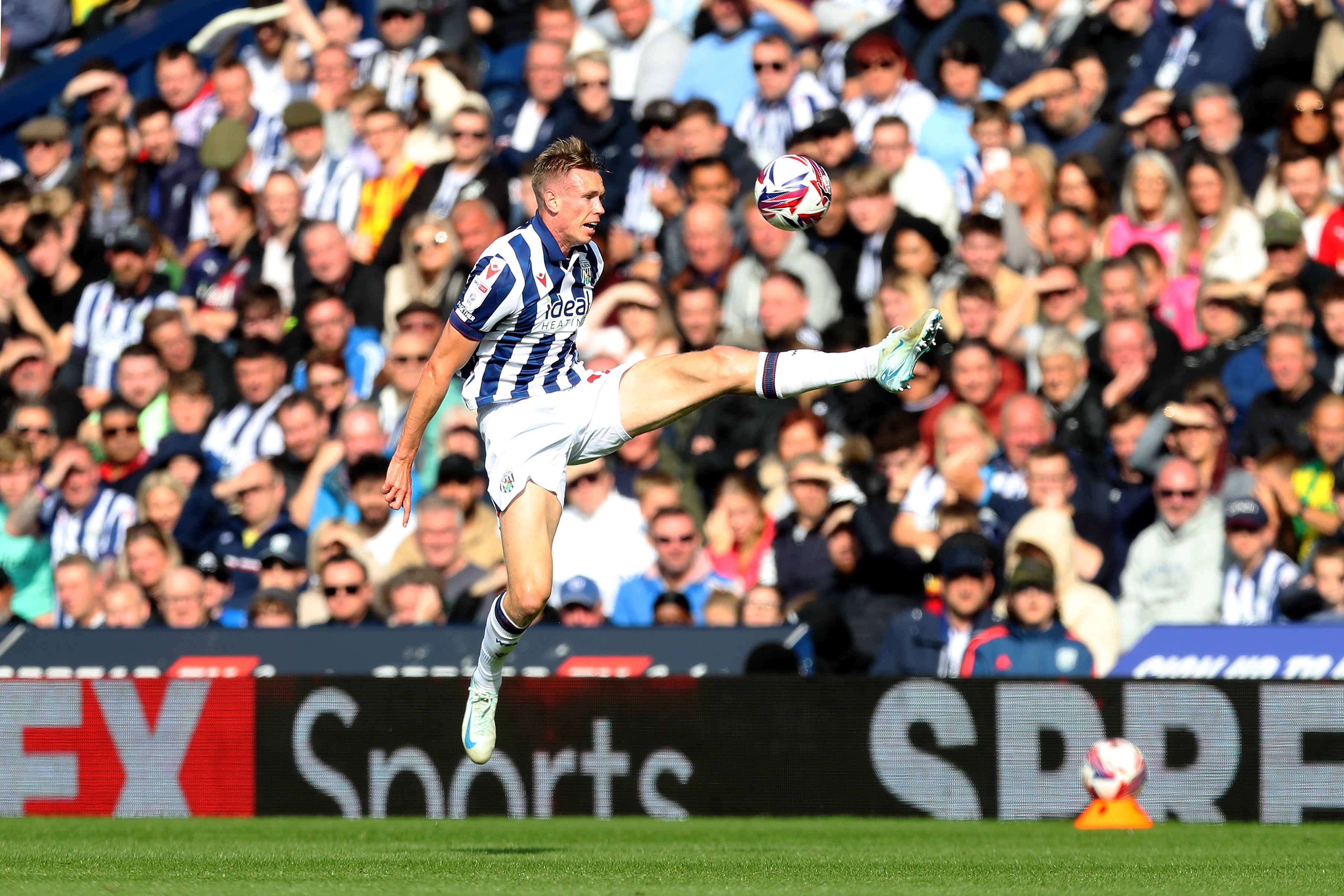 Torbjørn Heggem stretches to try and reach the ball against Plymouth