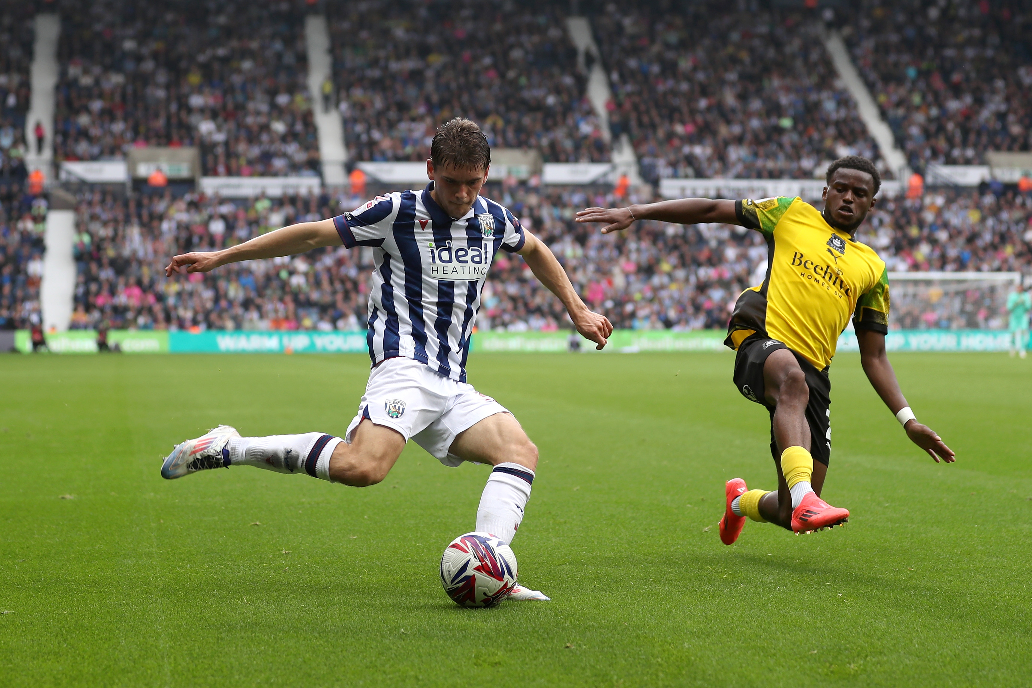 Tom Fellows on the ball against Plymouth 