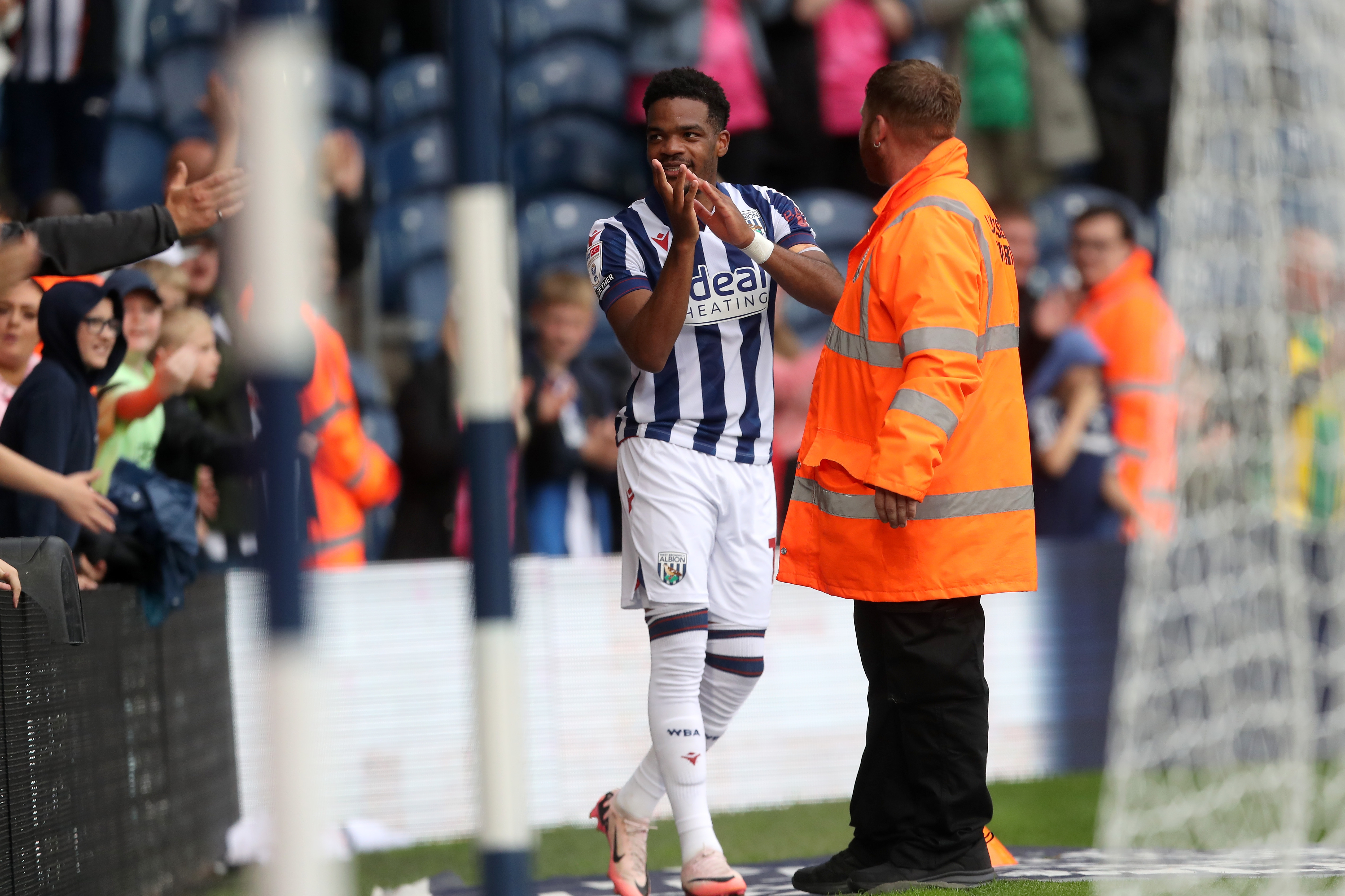 Grady Diangana applauding Albion fans at The Hawthorns