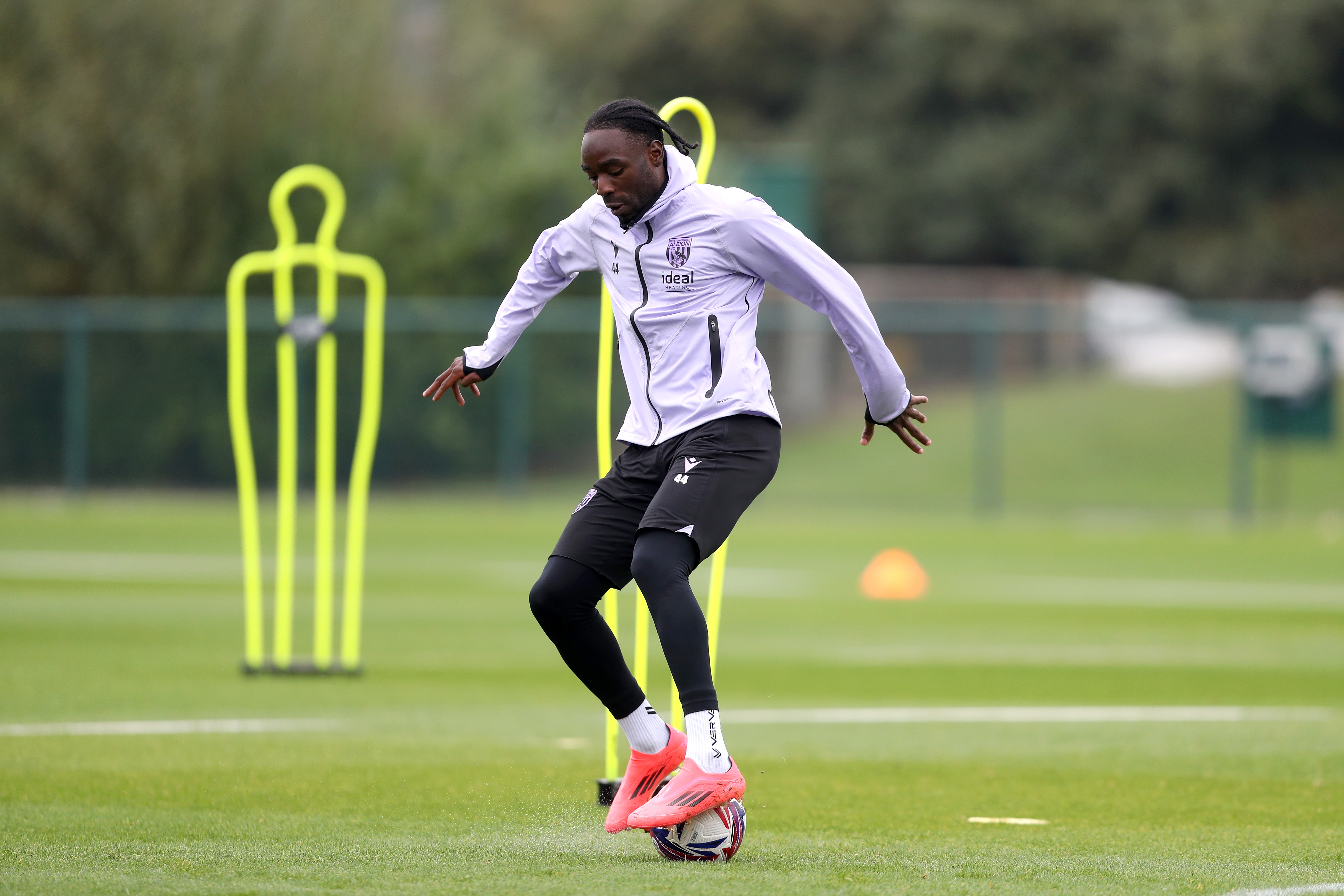 Devante Cole on the ball during a training session 