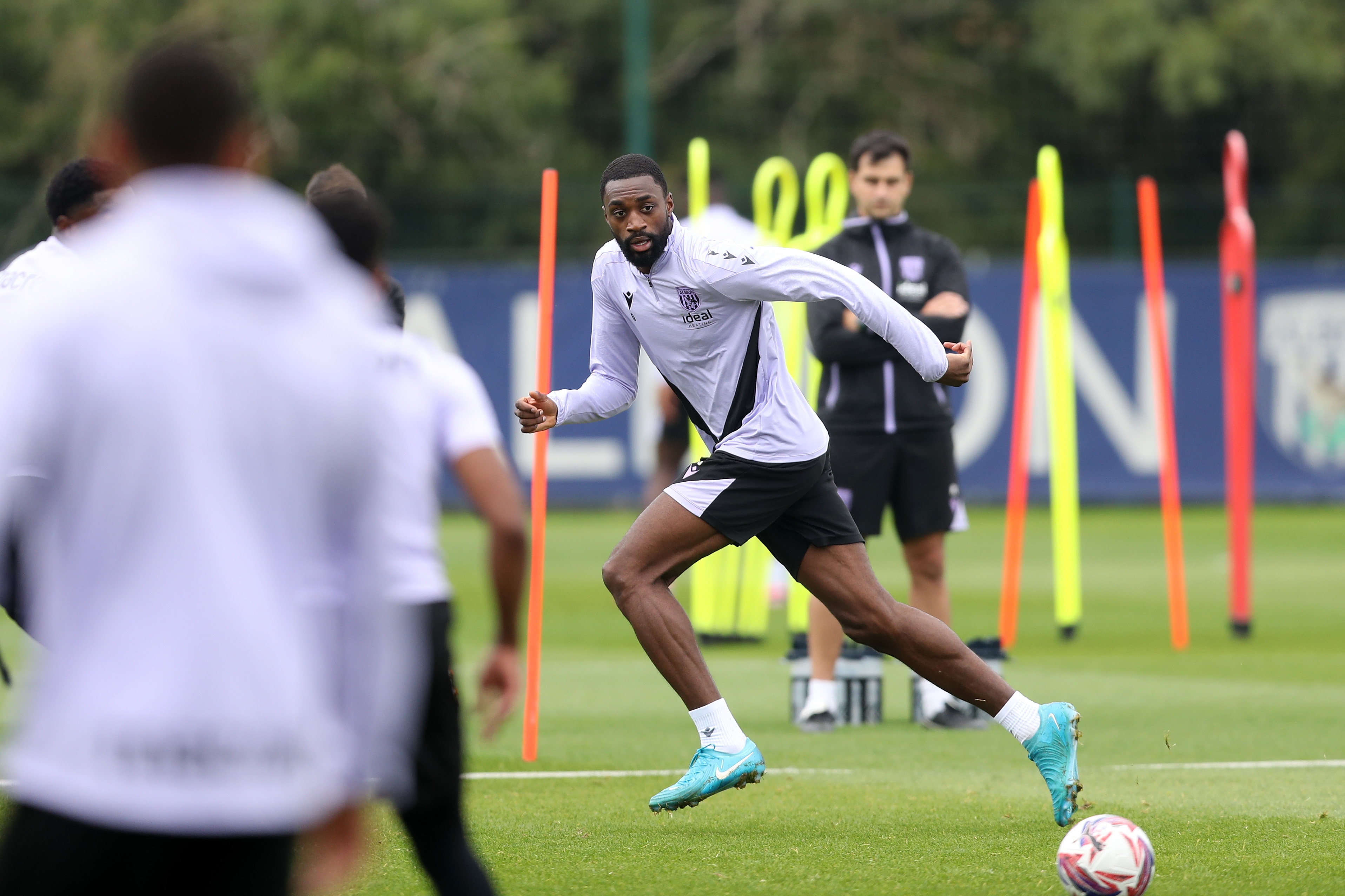 Semi Ajayi running forwards during training