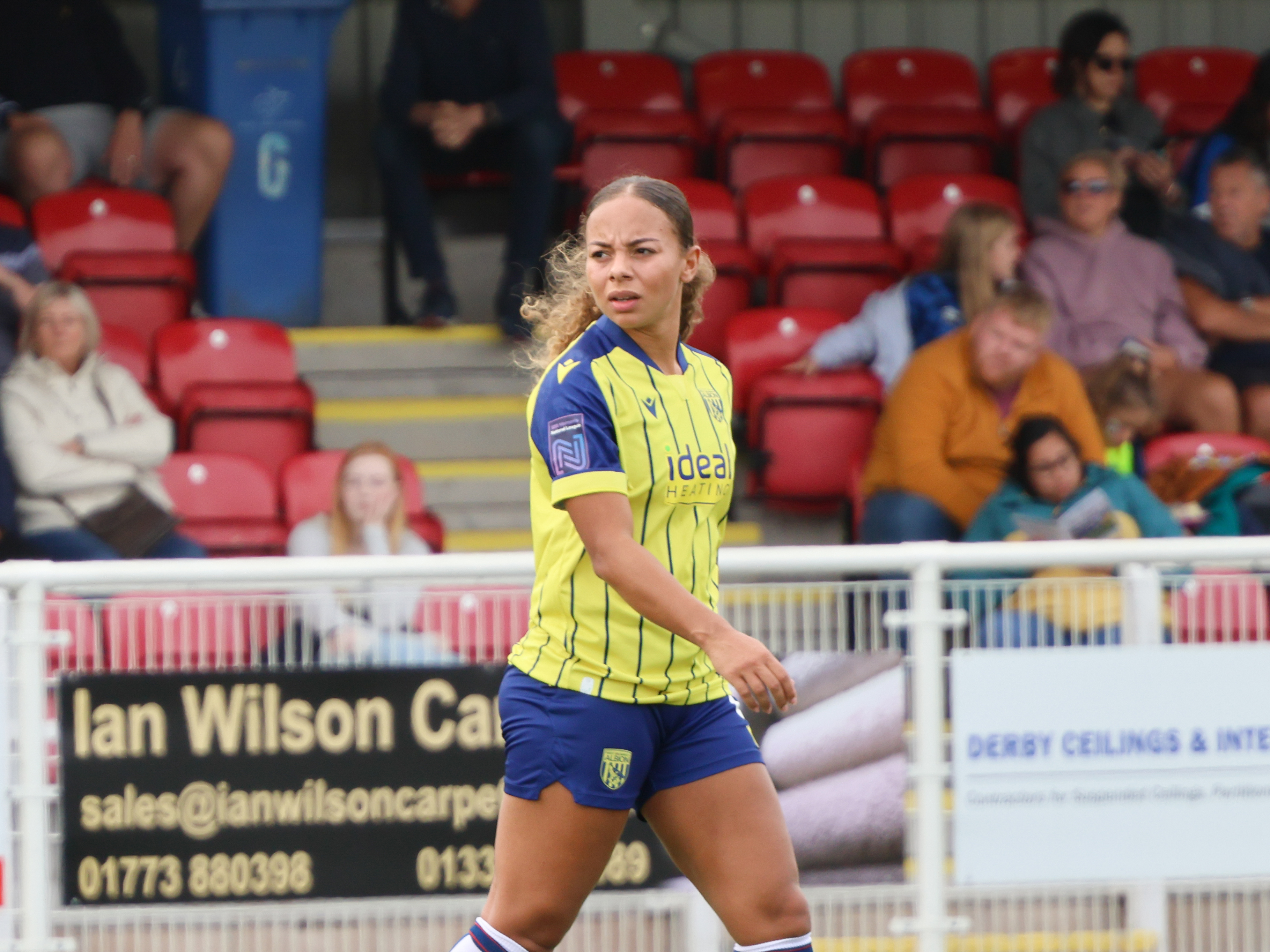 An image of Ash Brown playing for Albion Women against Derby County