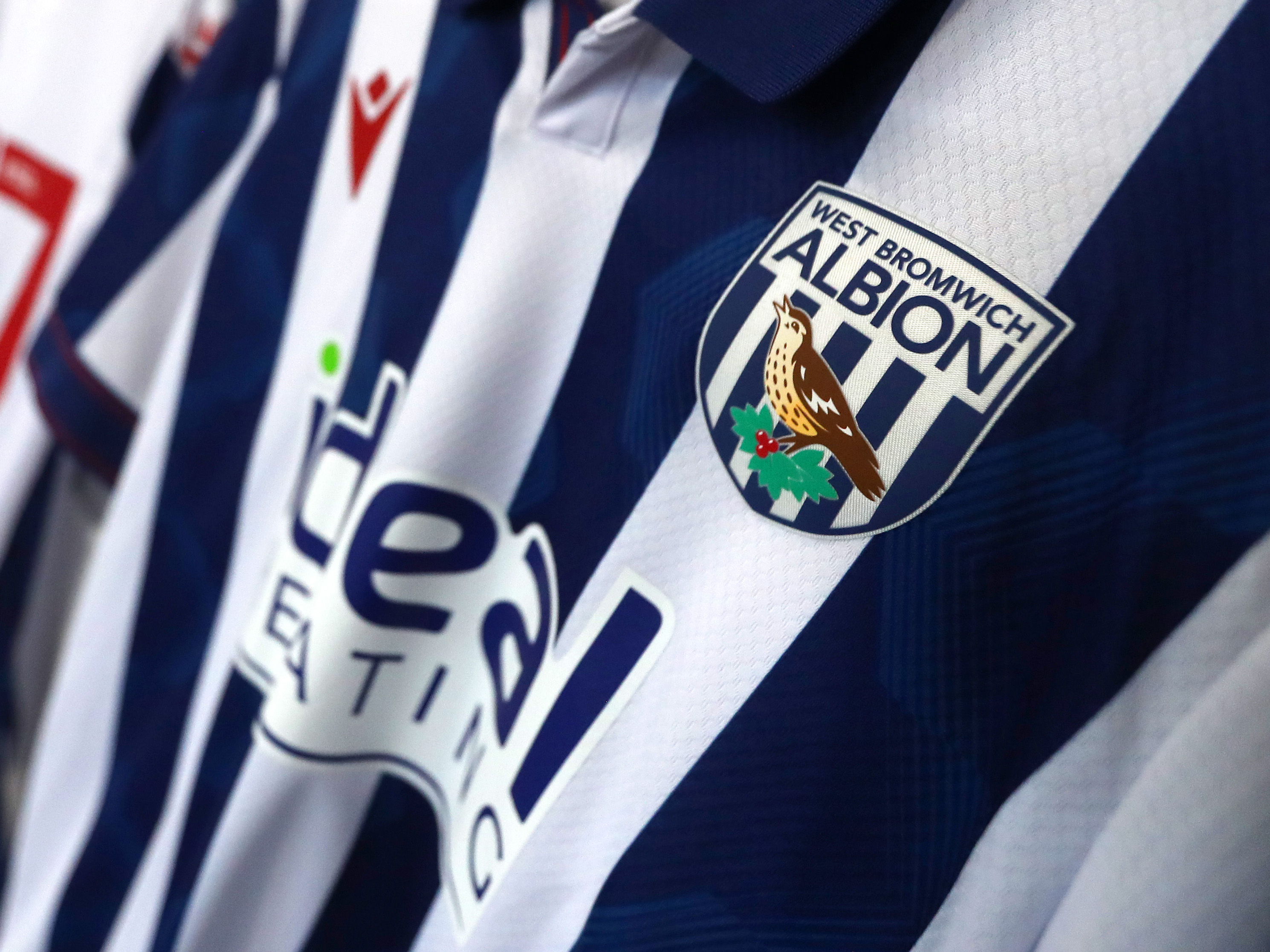 A close-up shot of a home WBA shirt 