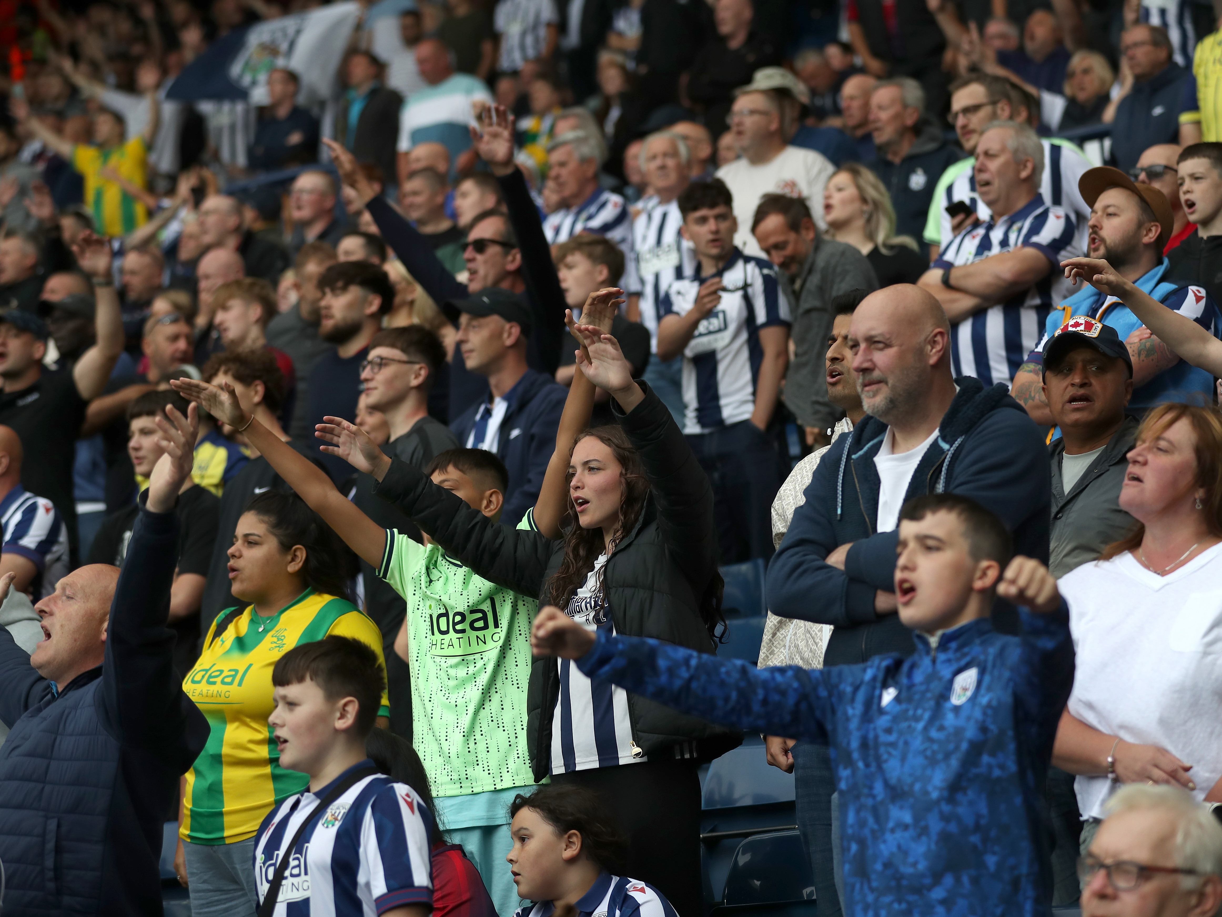 A general view of Albion fans cheering at The Hawthorns 