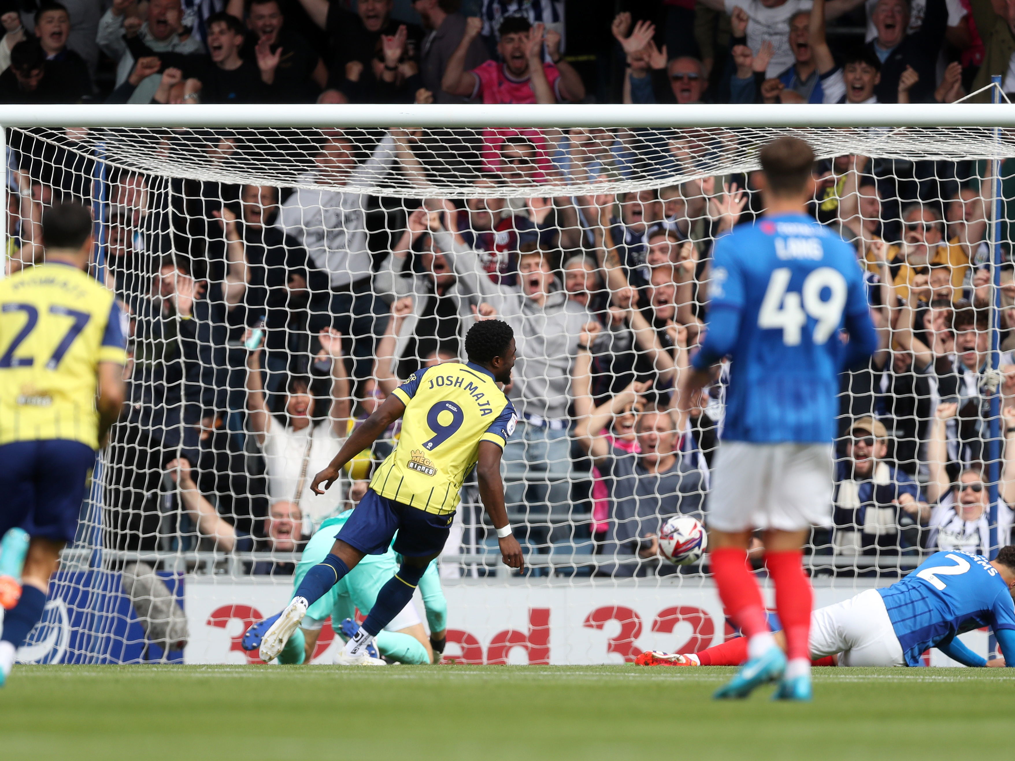 An image of Josh Maja scoring against Portsmouth