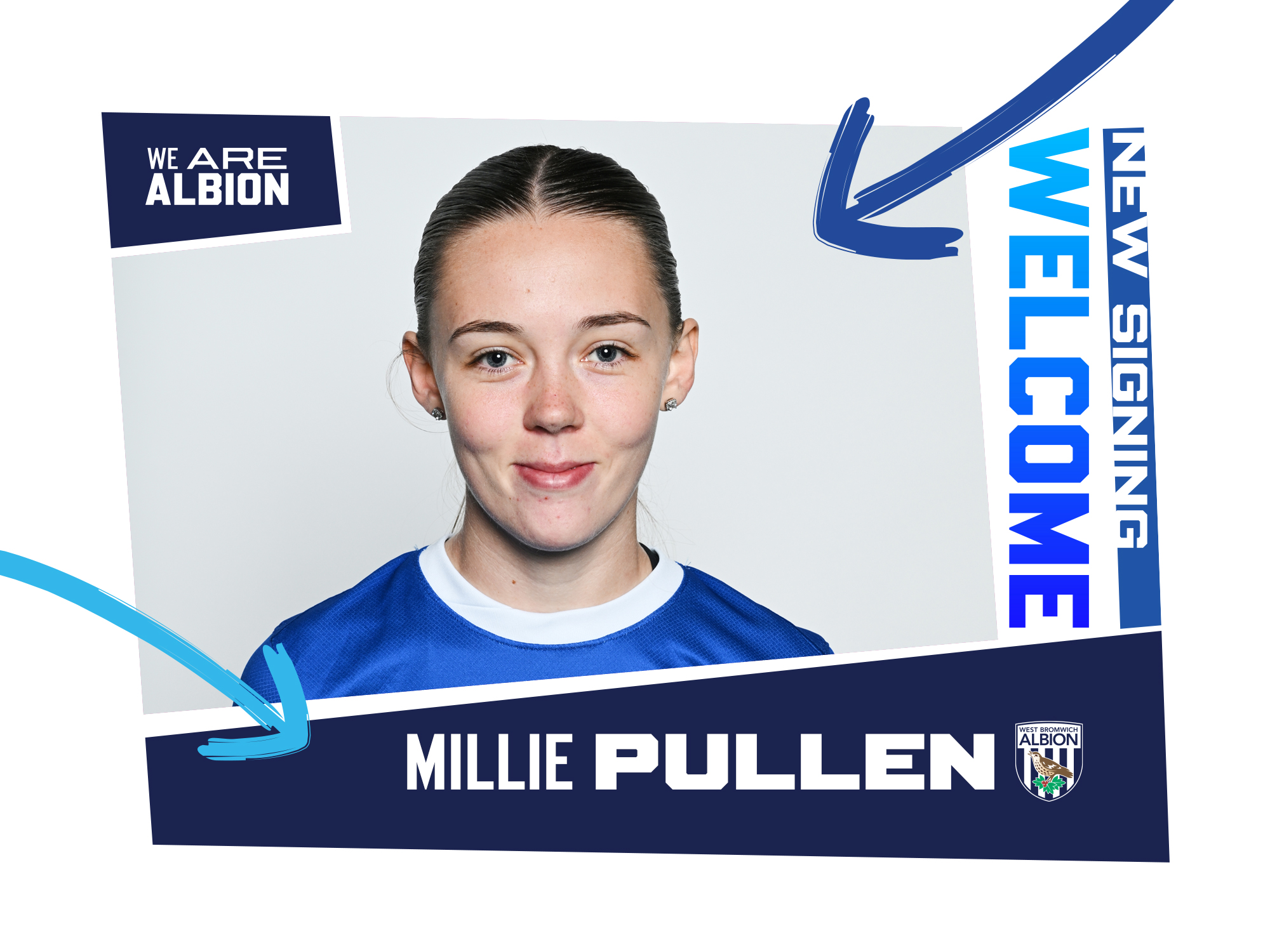 A graphic showing Albion Women's new signing, Millie Pullen