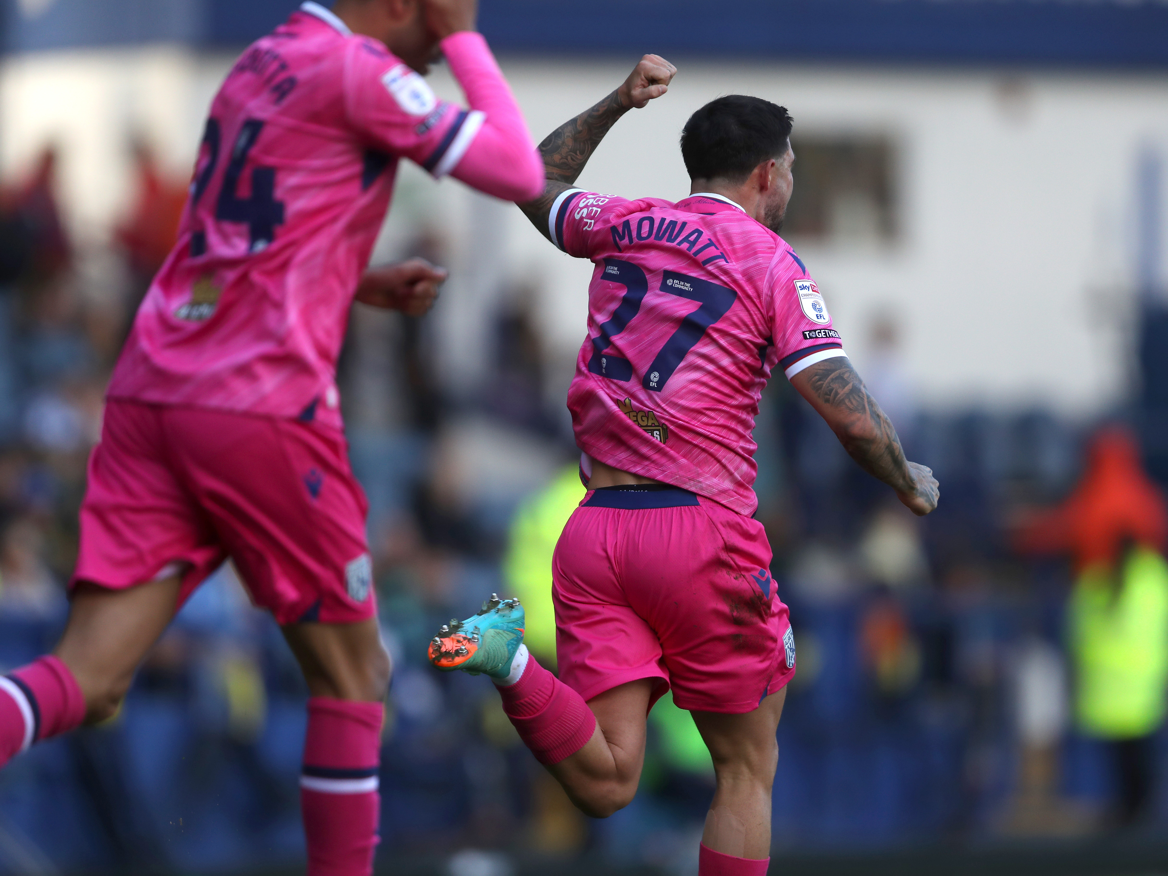 An image of Alex Mowatt celebrating his goal against Sheffield Wednesday