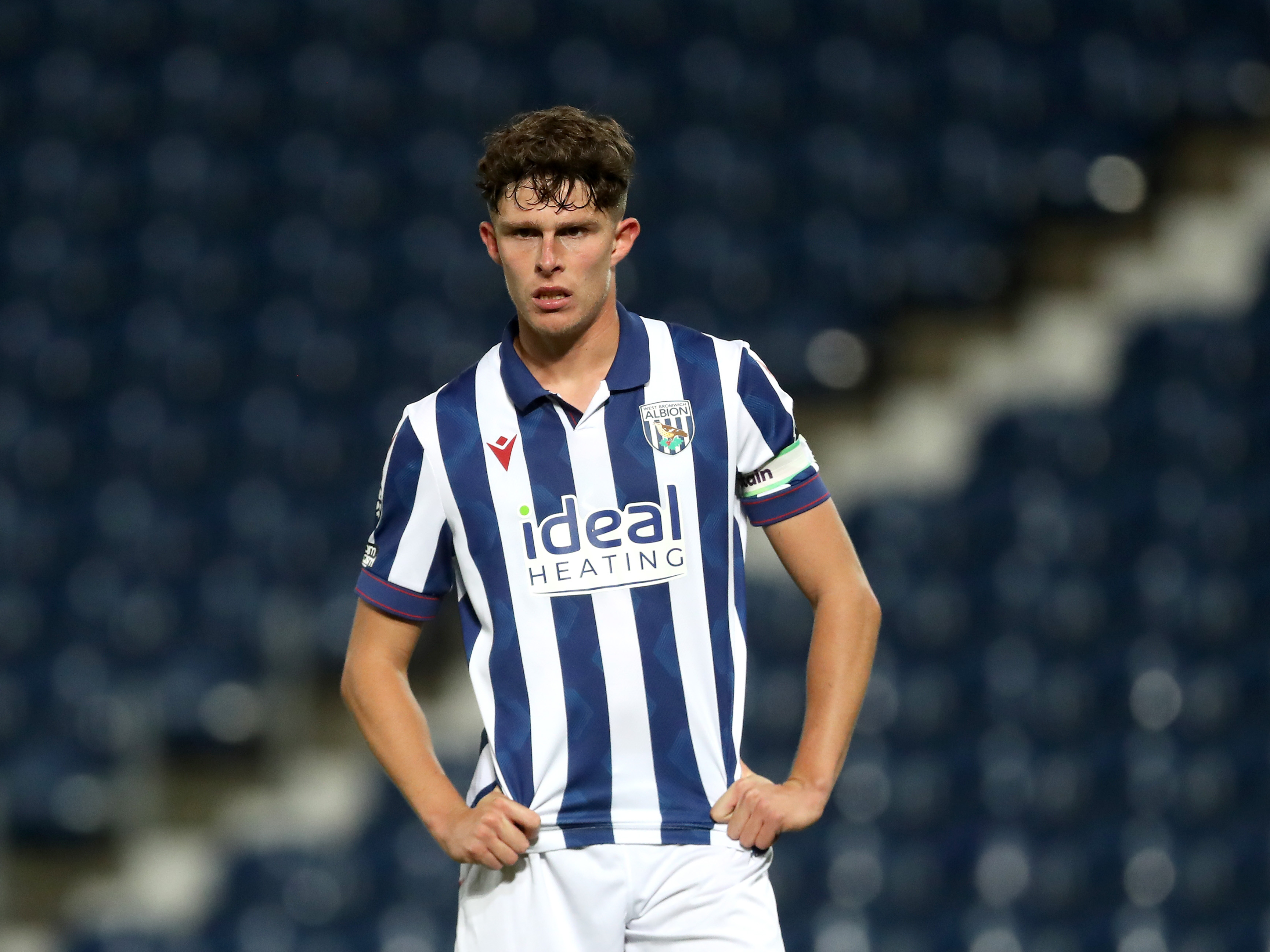 A photo of Albion U21s midfielder Matt Richards in the 2024/25 home kit