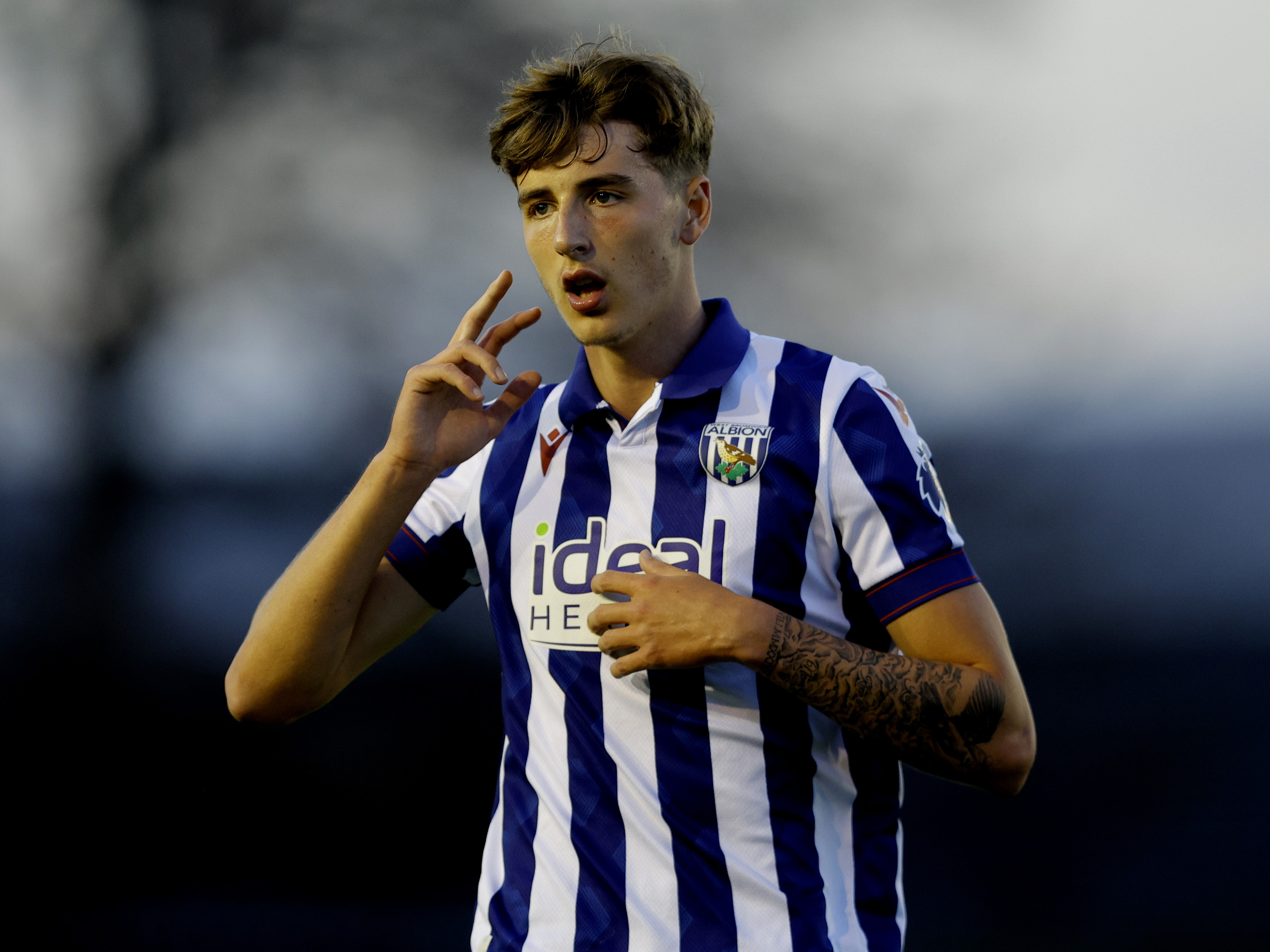 A photo of Albion U21s player Josh Shaw in PL Cup action v Southampton at Solihull Moors' Damson Park stadium