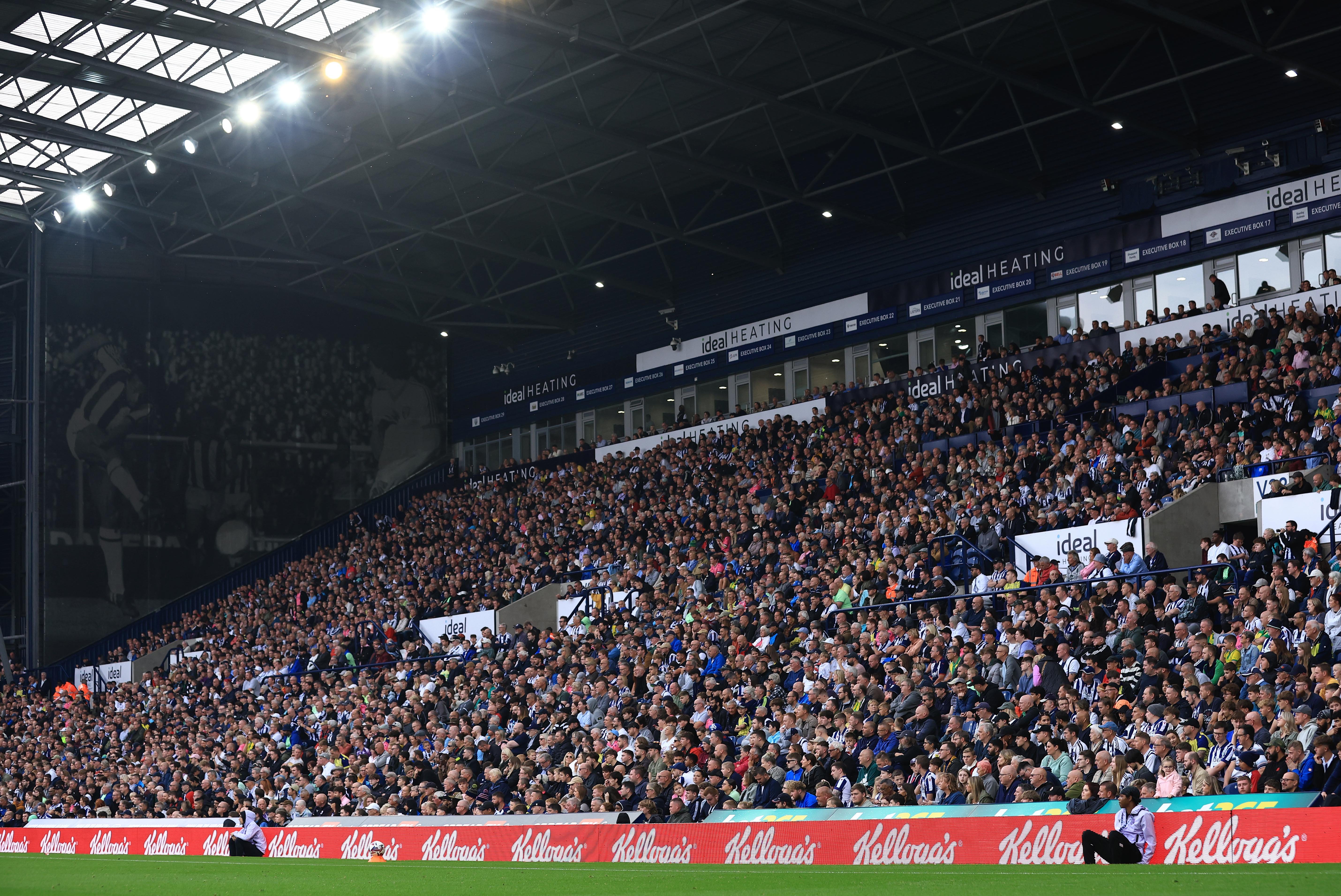 A general view of the East Stand packed with supporters watching the Plymouth game 